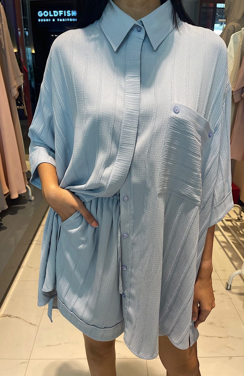 ASYA K. LOOSE FIT LINEN SET  زوج (SHIRT & SHORTS) “LUBA”