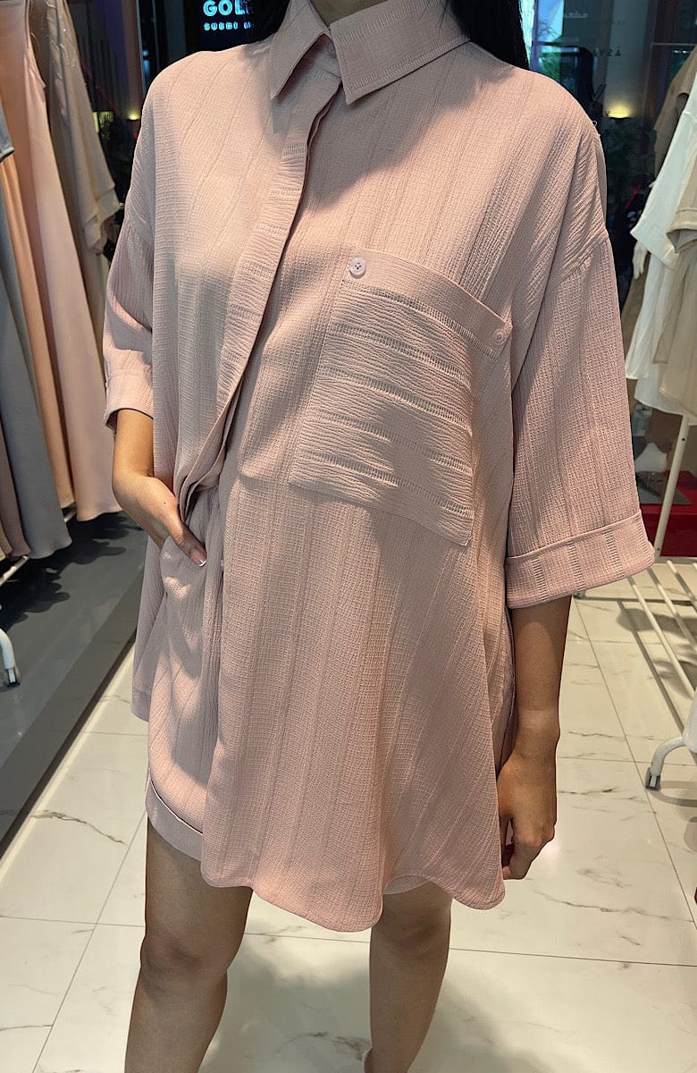 ASYA K. LOOSE FIT LINEN SET  زوج (SHIRT & SHORTS) “LUBA”