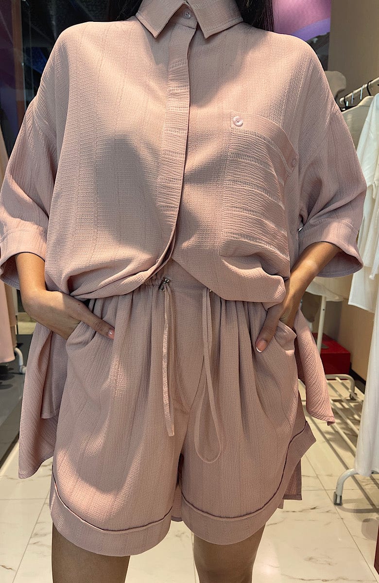 ASYA K. LOOSE FIT LINEN SET  زوج (SHIRT & SHORTS) “LUBA”