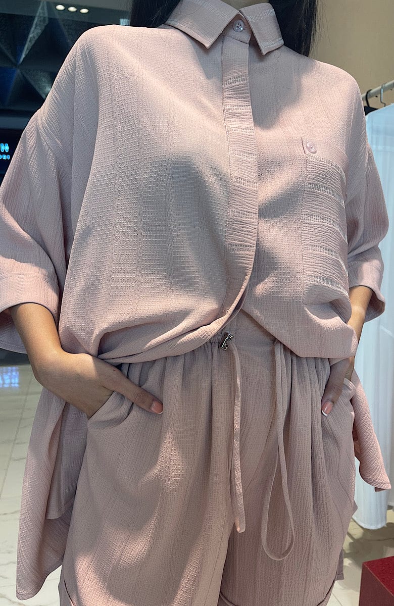 ASYA K. LOOSE FIT LINEN SET  زوج (SHIRT & SHORTS) “LUBA”