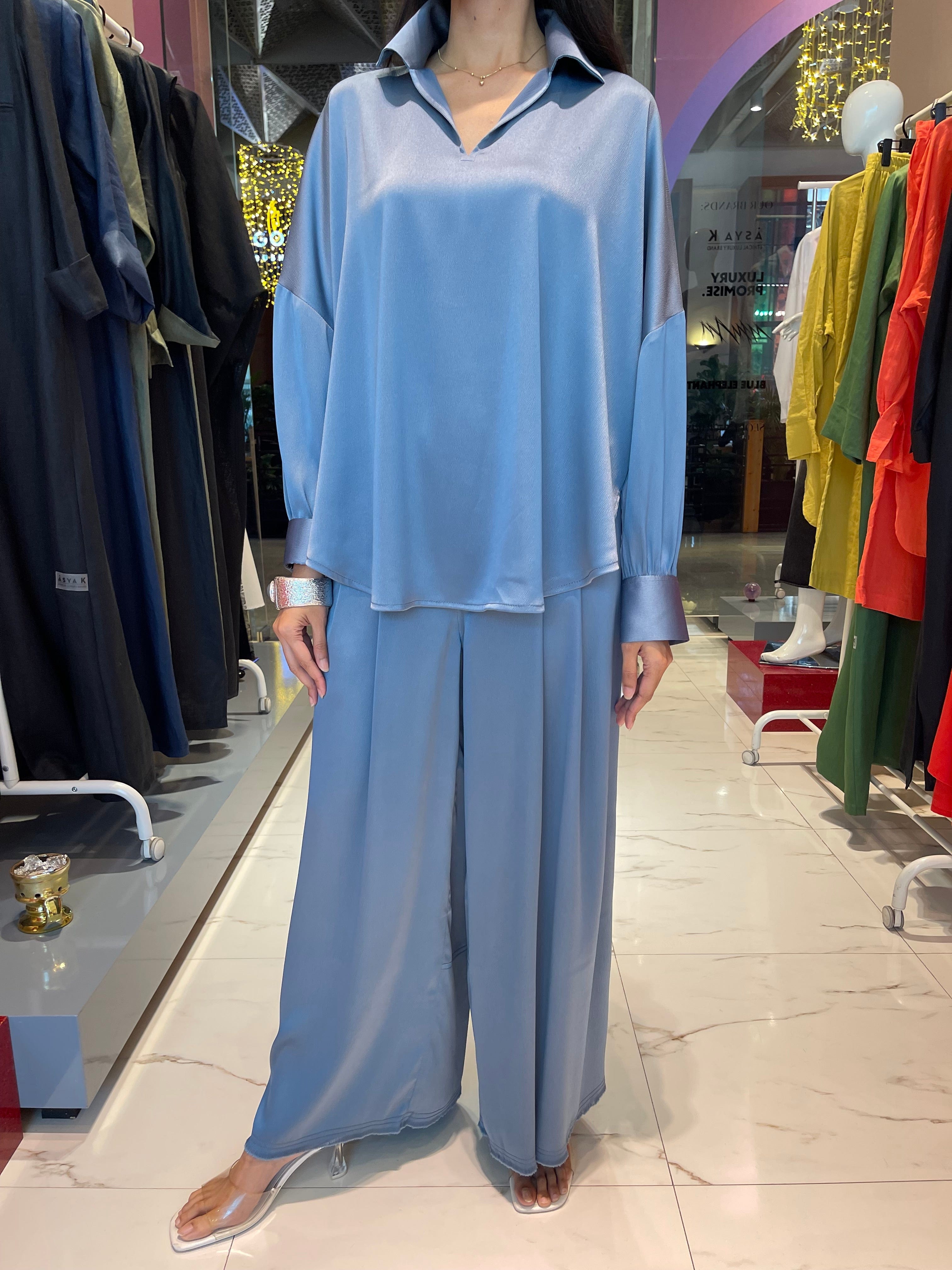 ASYA K. LOOSE FIT PJ SET  زوج ( PIQUE COLLECTION SHIRT & PANTS قميص وبنطلون) “JINA”