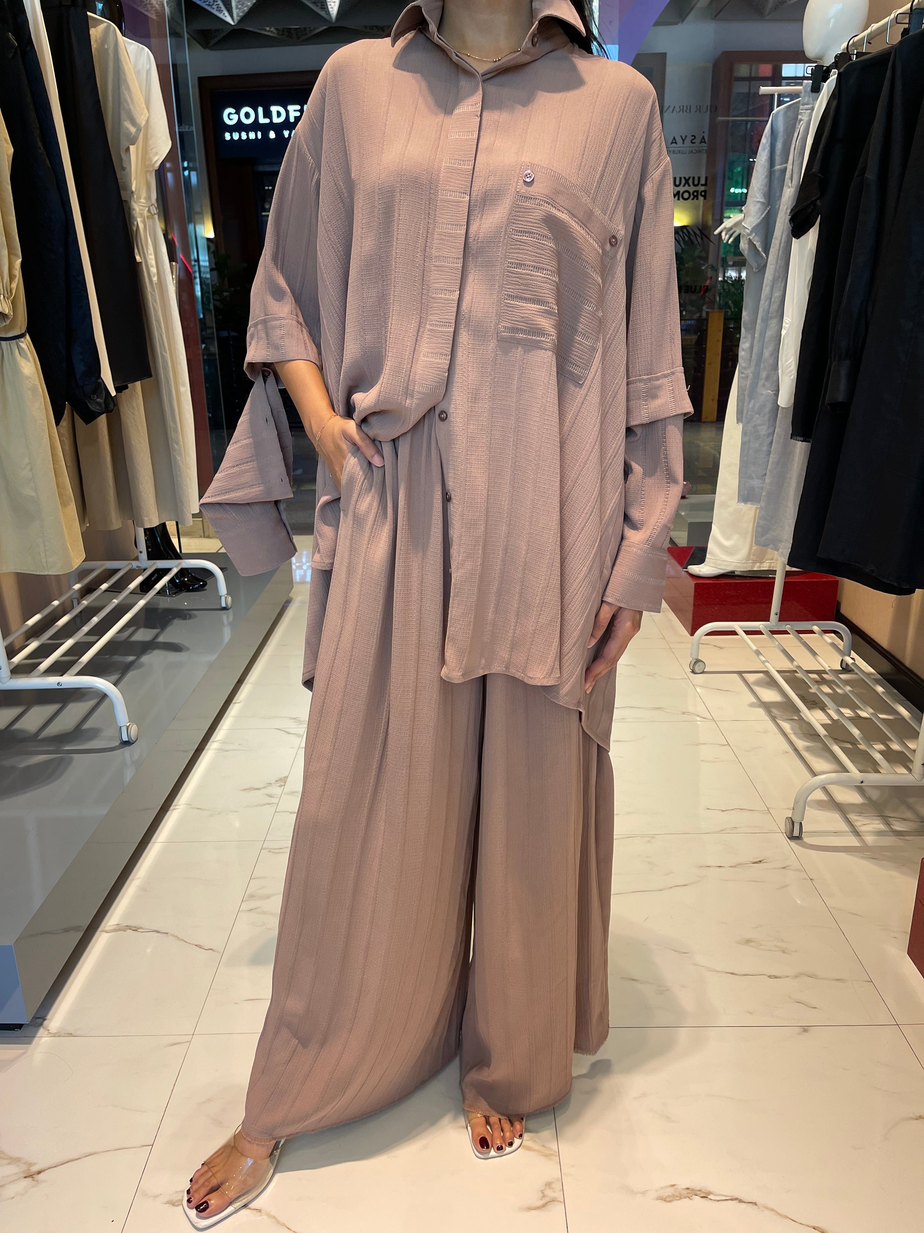 ASYA K. LOOSE FIT SET  زوج (SHIRT & PANTS) قميص وبنطلون) “APPLE”