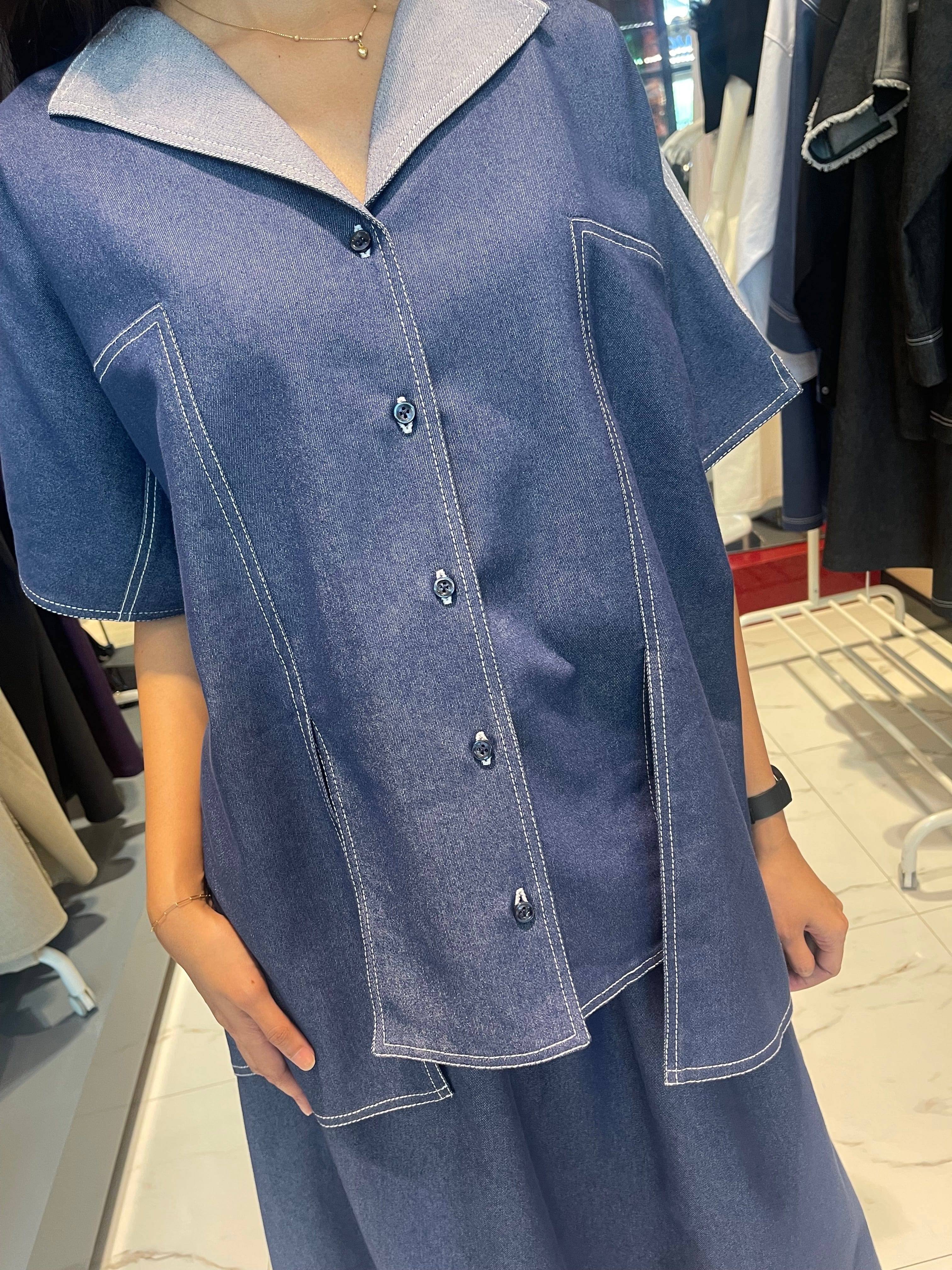 ASYA K. LOOSE FIT LINEN SHIRT (قميص) “OLGA” (DENIM COLLECTION)