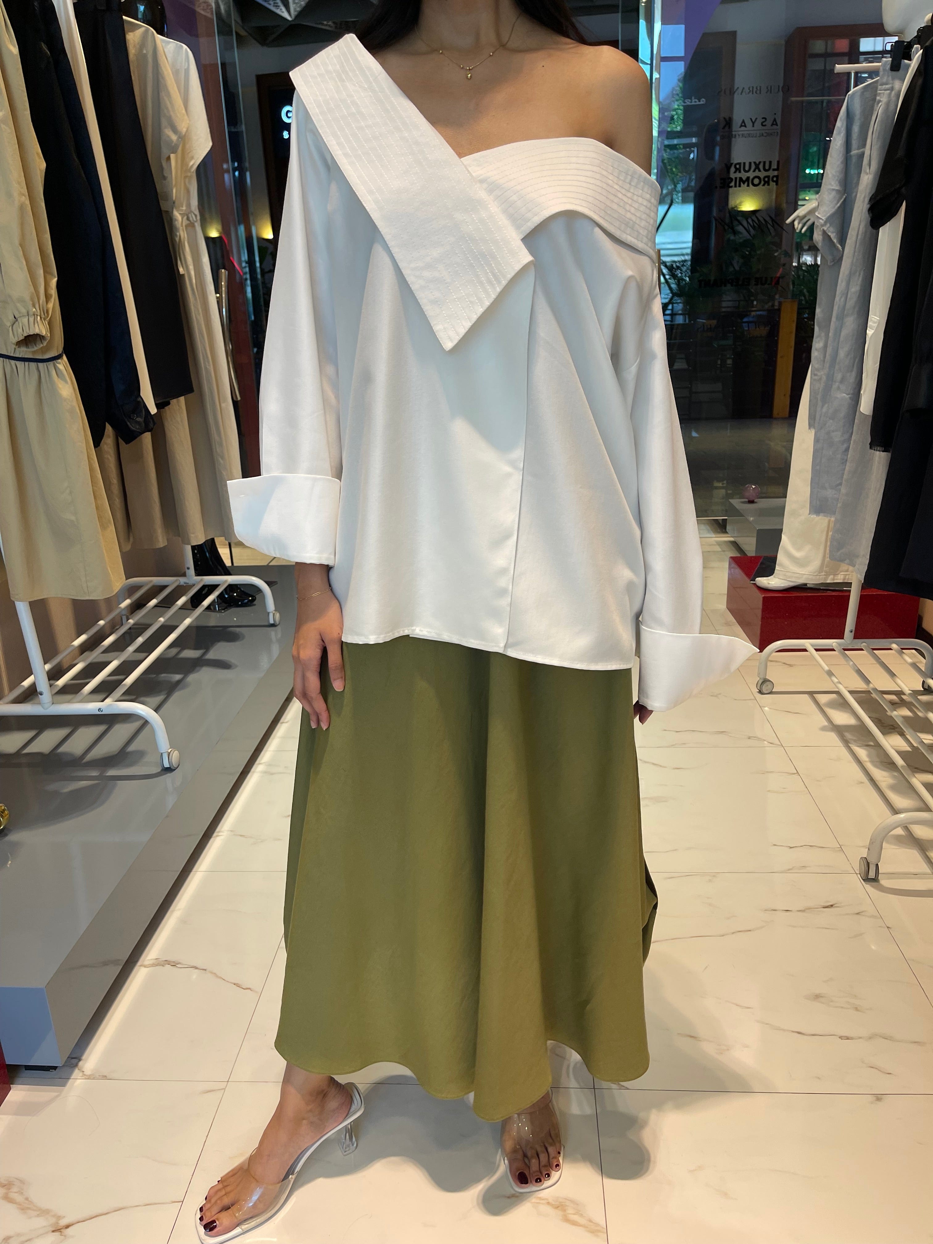 ASYA K. LOOSE FIT OFF SHOULDER SHIRT (قميص) “MELON”