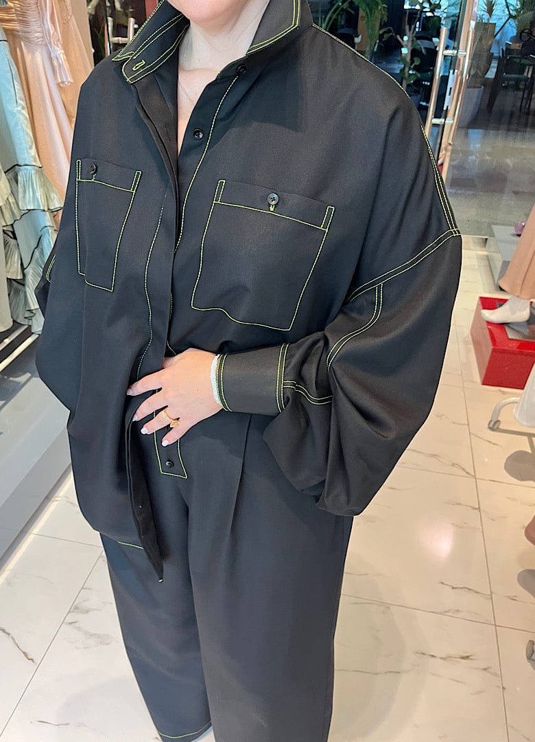 ASYA K. PLEATED SLEEVES LOOSE FIT SHIRT(قميص)“SARAH”