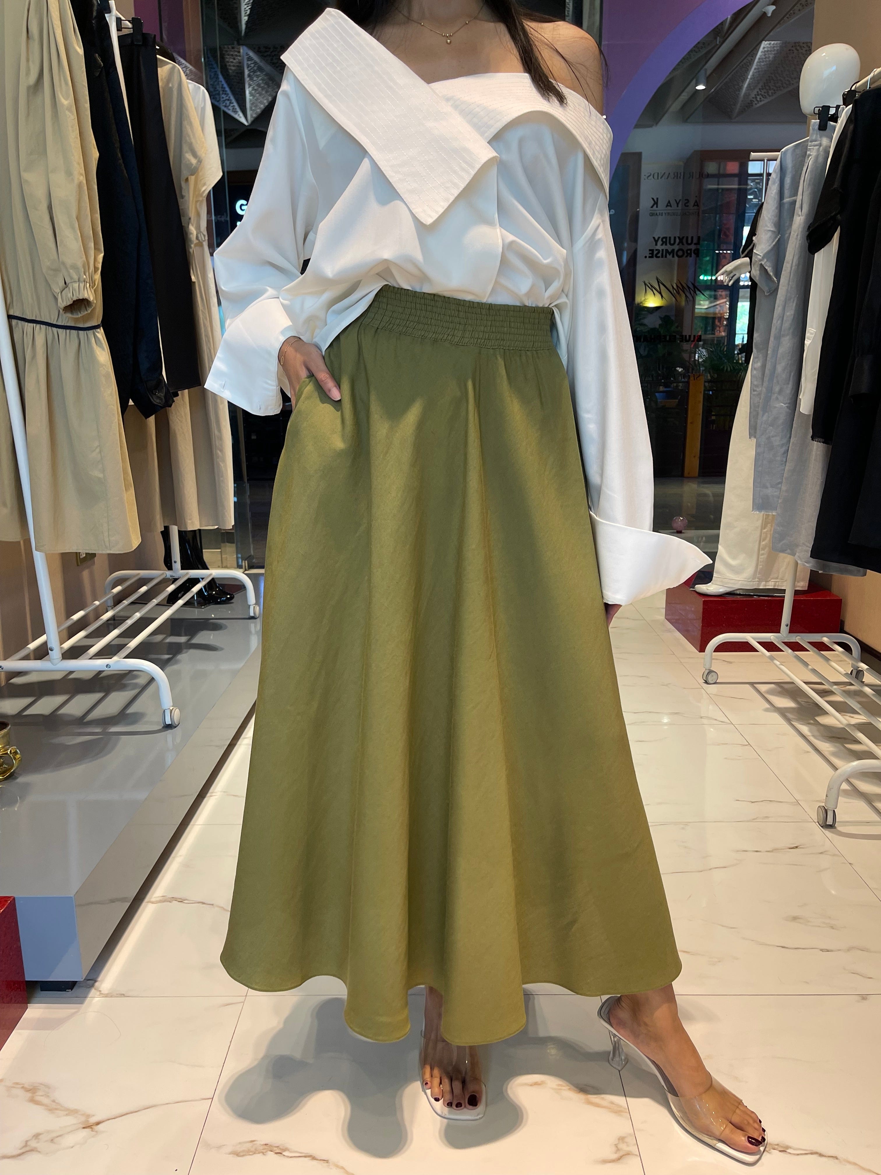 ASYA K. ELASTICATED WAIST SKIRT (التنورة) “PEAR”