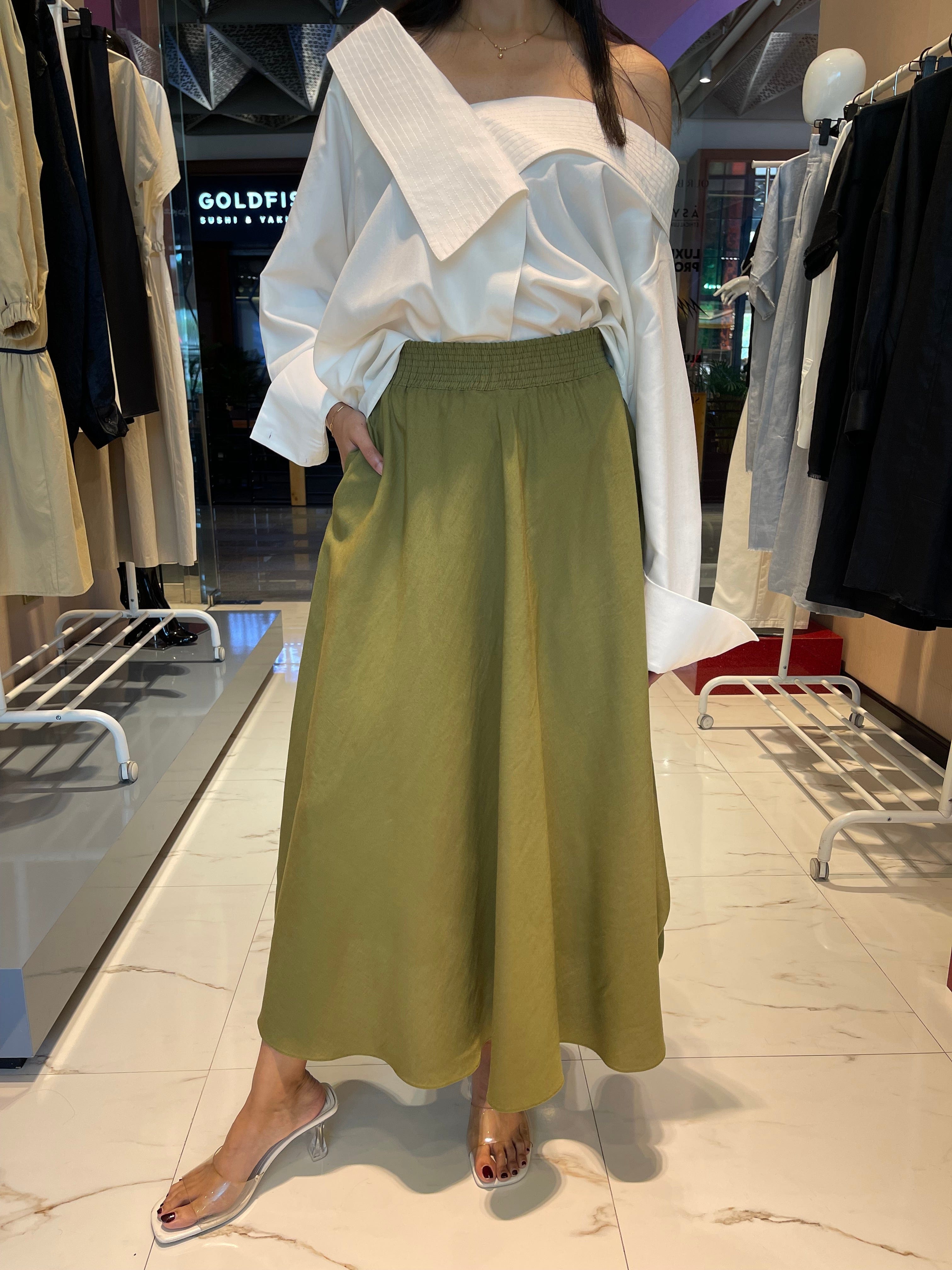 ASYA K. ELASTICATED WAIST SKIRT (التنورة) “PEAR”