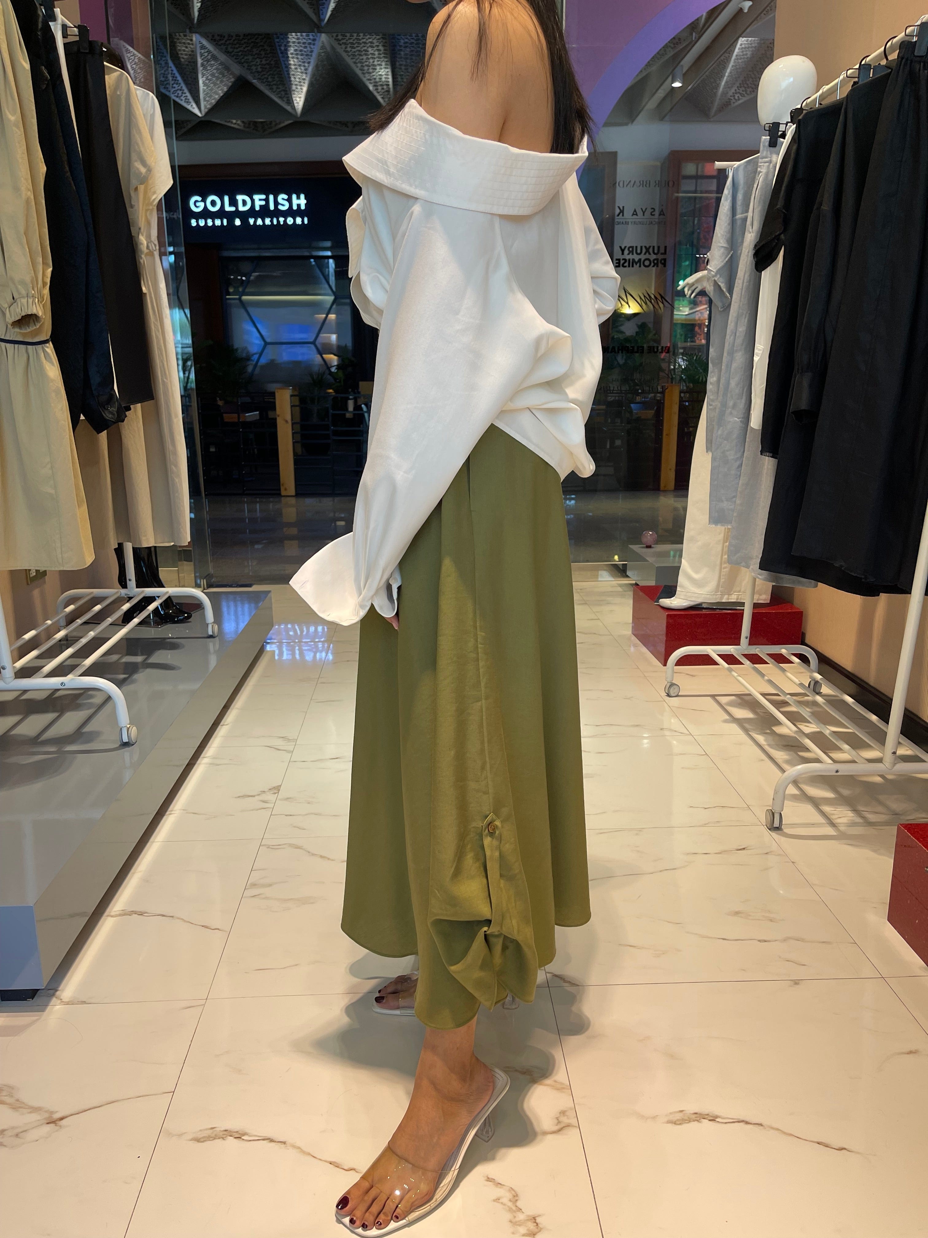 ASYA K. ELASTICATED WAIST SKIRT (التنورة) “PEAR”