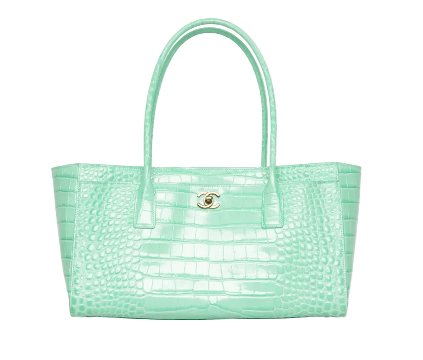 Aureon Group Limited *LONDON LOCATED* CHANEL SMALL TOTE BAG Green Crocodile Embossed Calfskin & Gold-Tone Metal