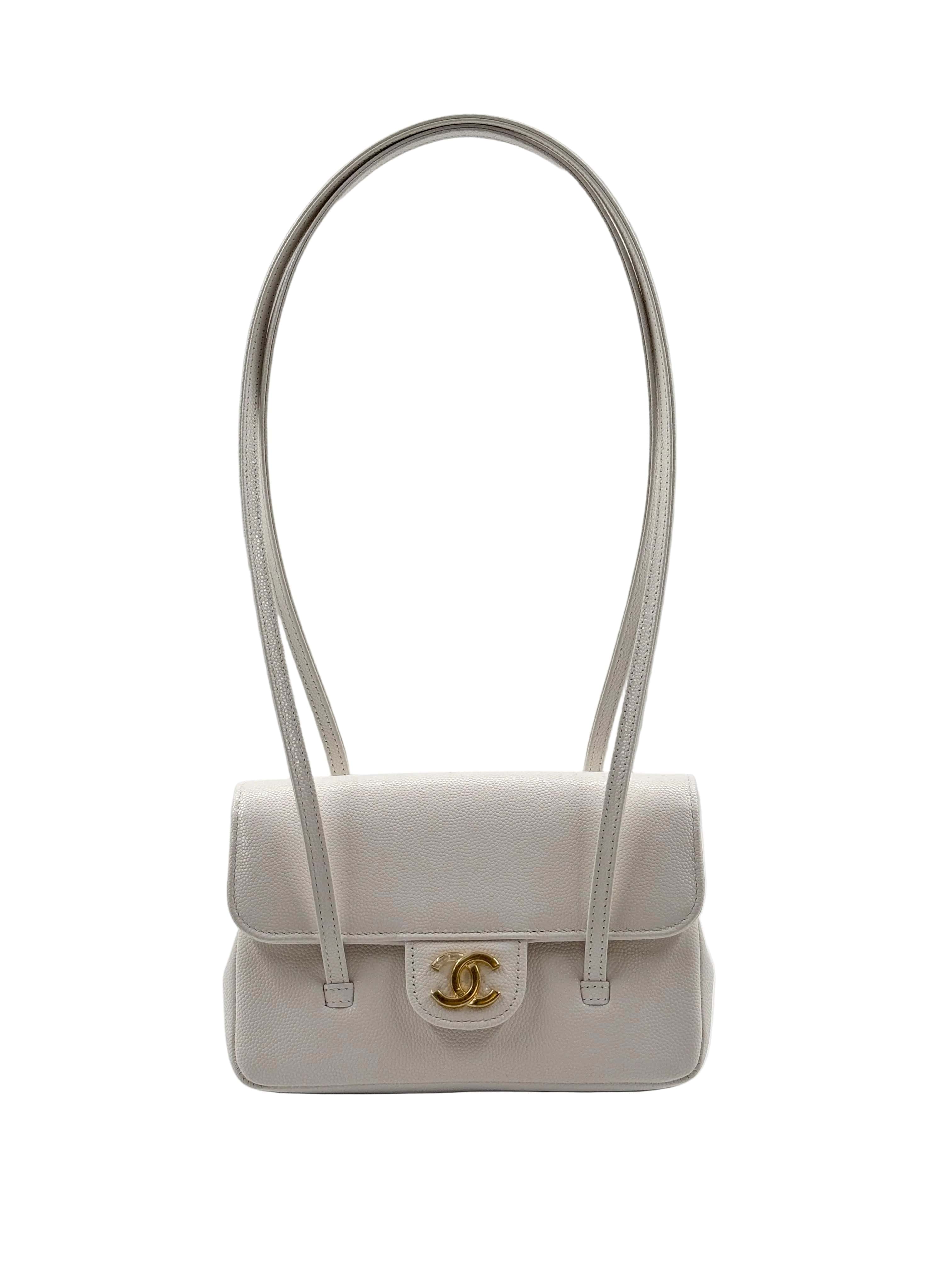 Aureon Group Limited *LONDON LOCATED* CHANEL 26 MINI FLAP BAG WHITE Grained Shiny Calfskin with Gold-Tone Metal