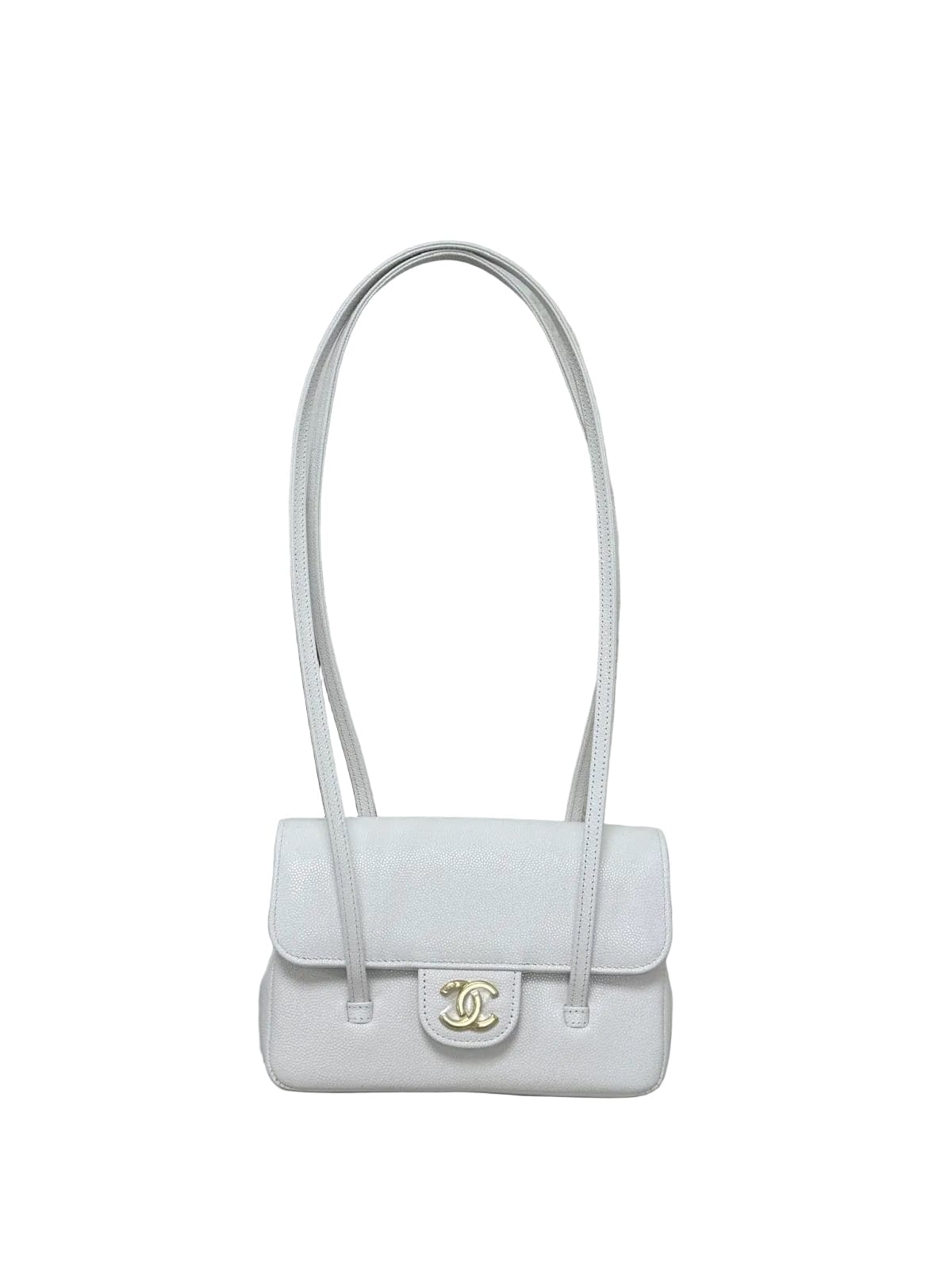 Aureon Group Limited *LONDON LOCATED* CHANEL 26 MINI FLAP BAG WHITE Grained Shiny Calfskin with Gold-Tone Metal