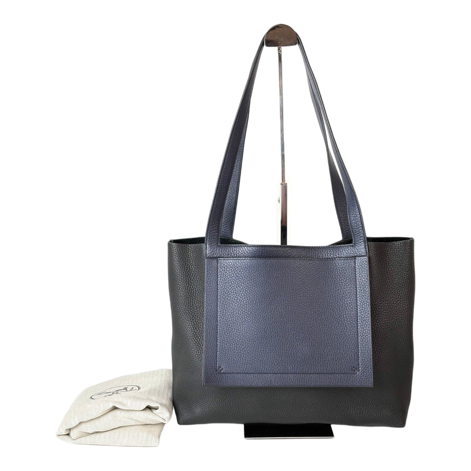 Hermes Cabasellier Bicolour Bag in Clemence Leather Black/Blue