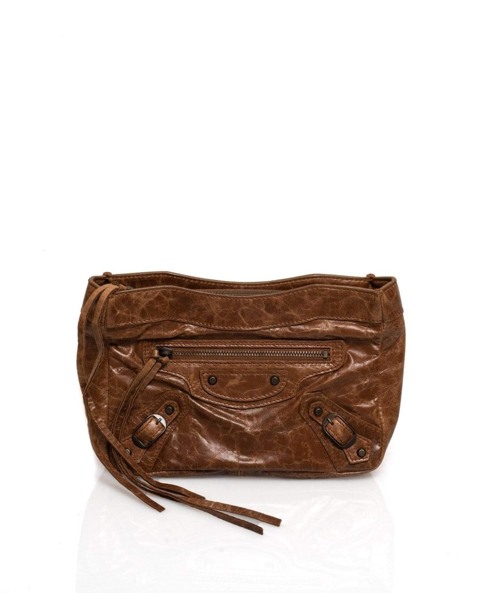 Balenciaga Brown Leather City Clutch Bag AGL1071