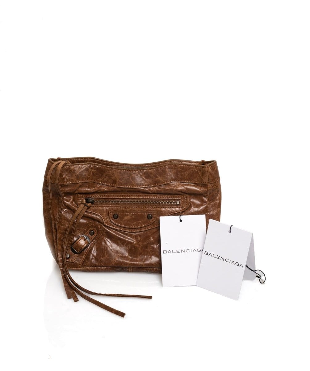 Balenciaga Brown Leather City Clutch Bag AGL1071