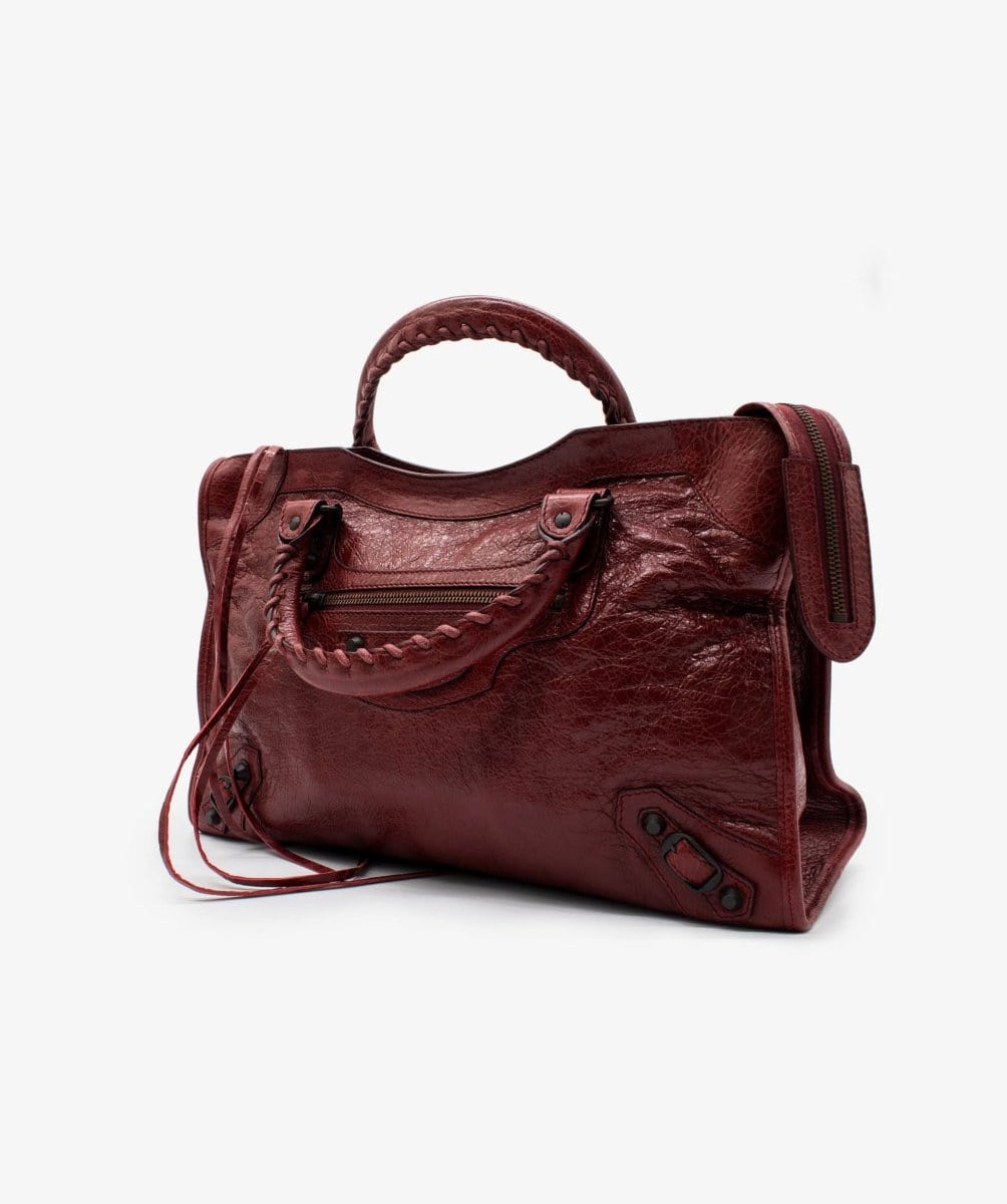 Balenciaga Burgundy Motorcross City Bag – RJL1134