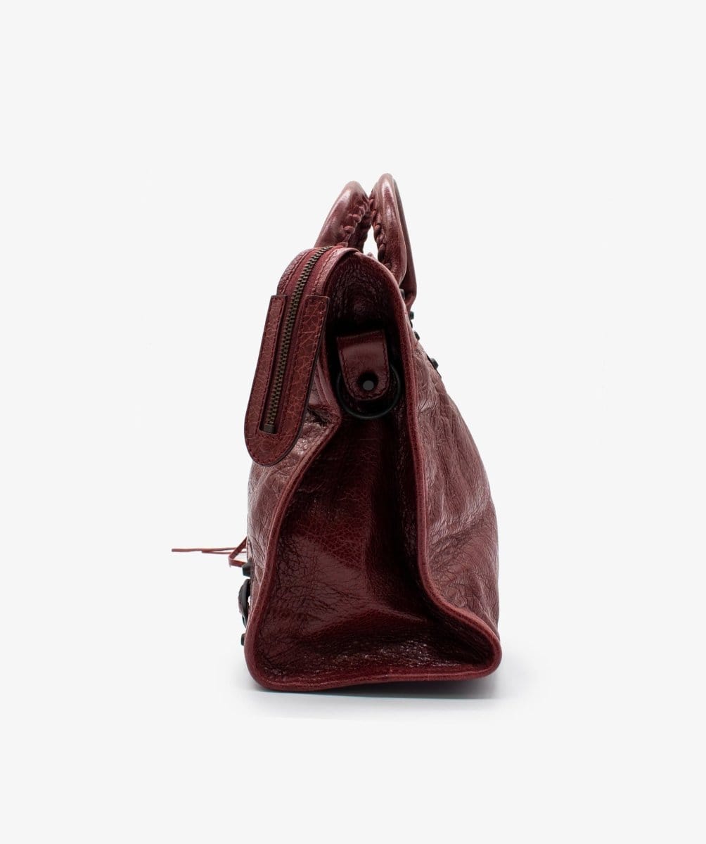 Balenciaga Burgundy Motorcross City Bag – RJL1134