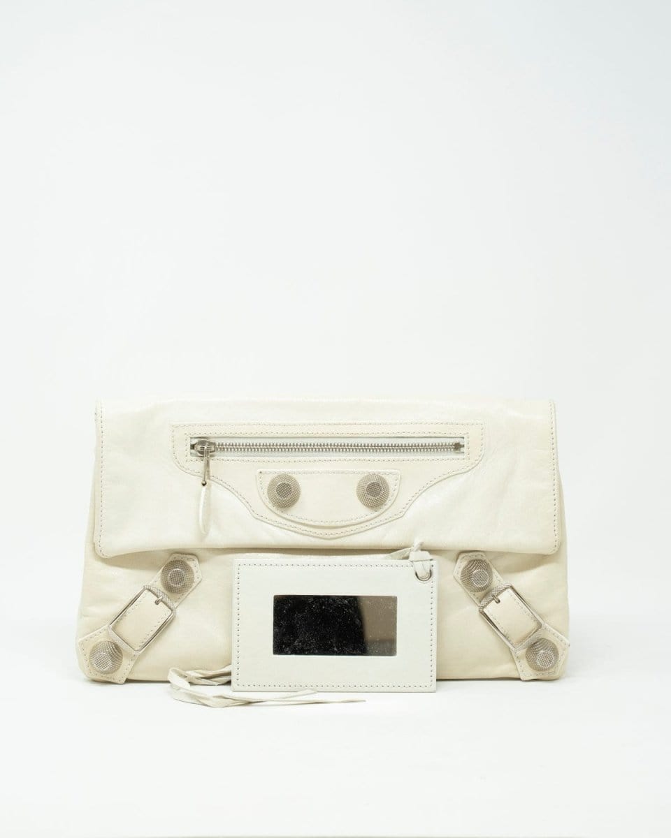 Balenciaga Balenciaga Cream Leather City Motorcross Clutch Bag - AGL1652