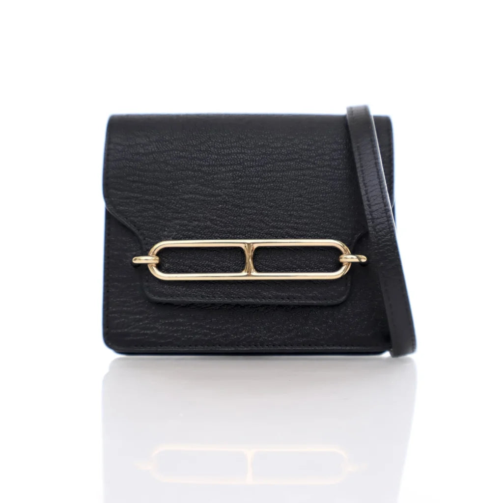 Hermes Roulis Slim Wallet Black Chevre 4IEWAX