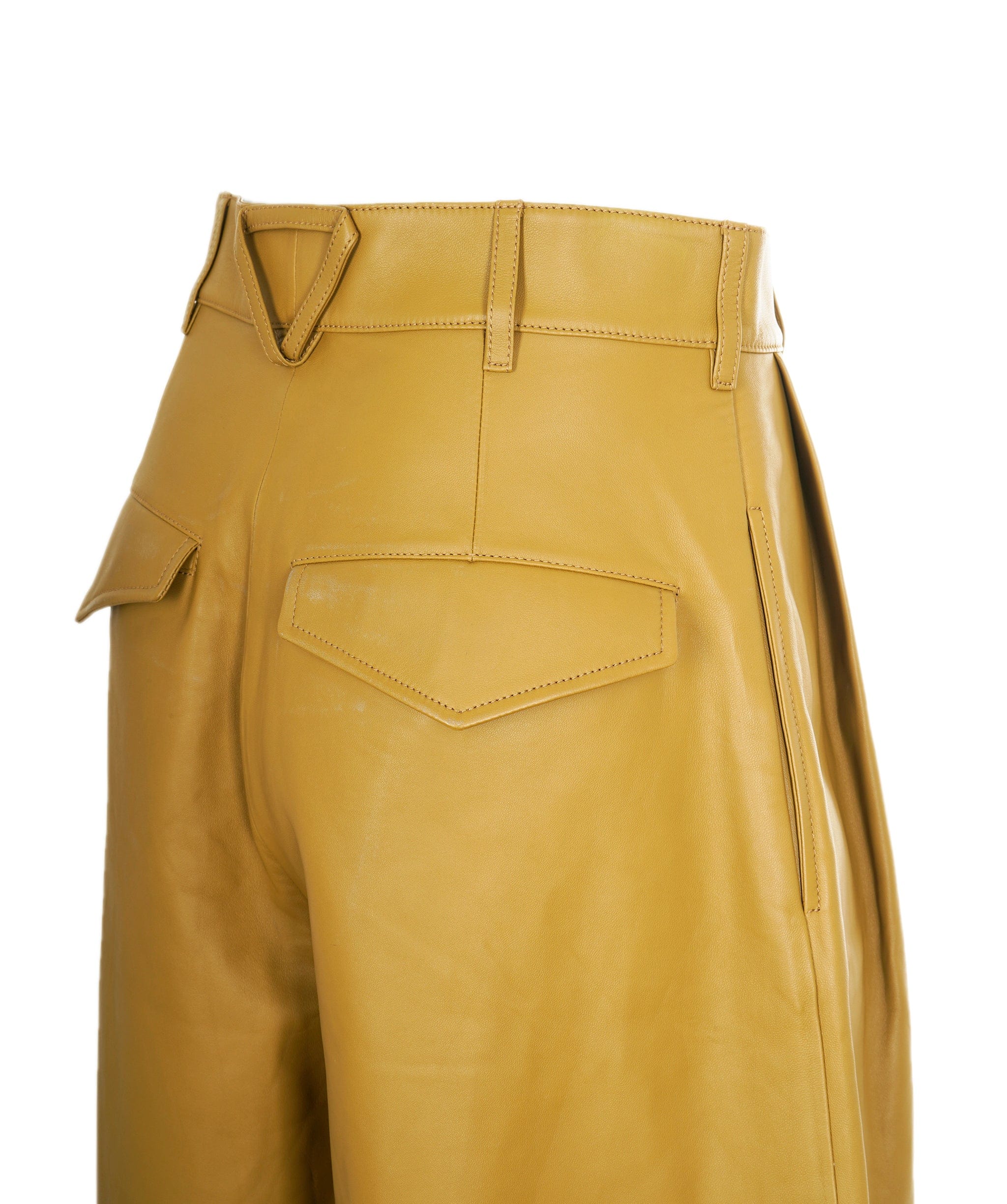 Bottega Bottega veneta beige leather high wasted trousers AGL2492