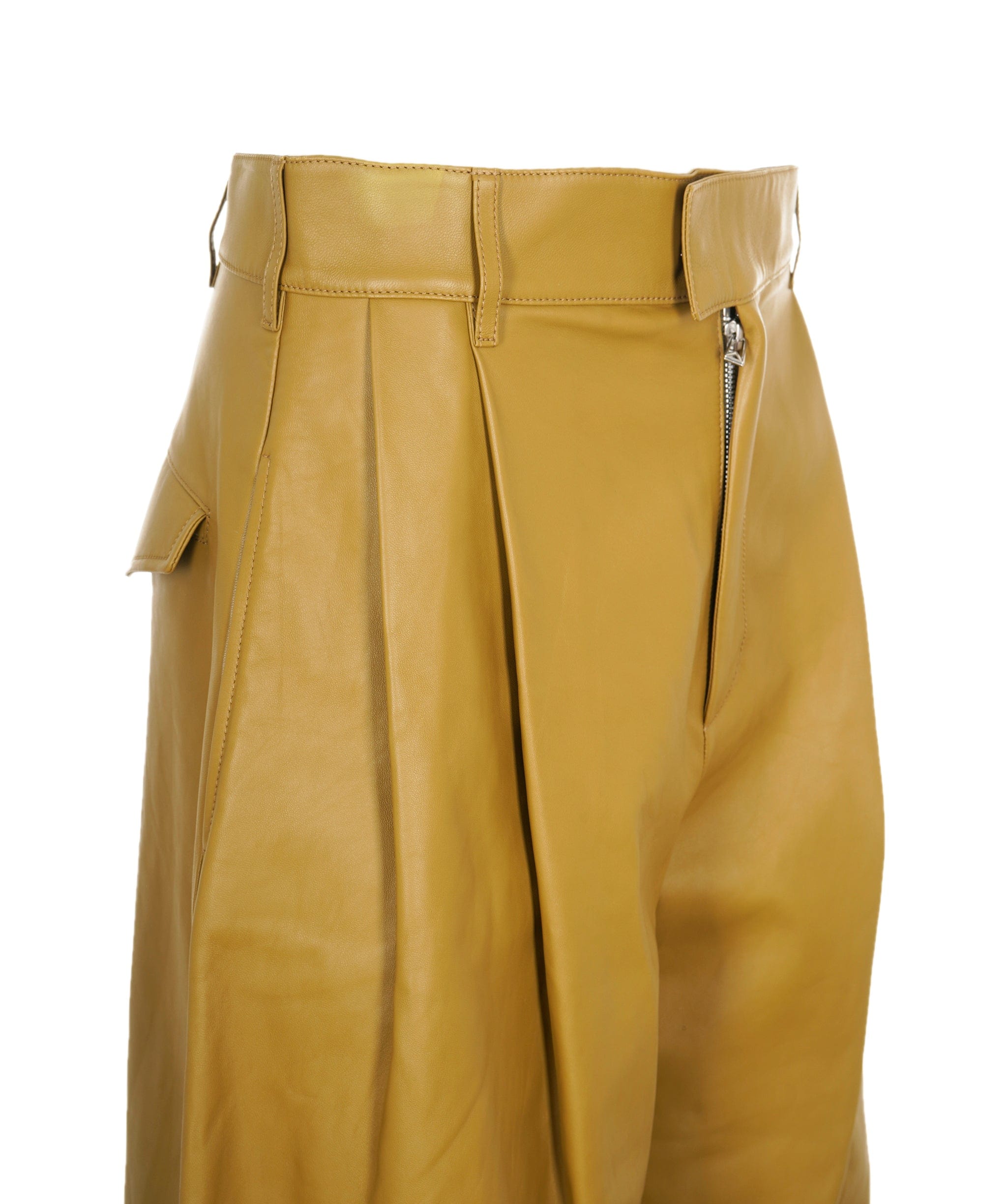 Bottega Bottega veneta beige leather high wasted trousers AGL2492