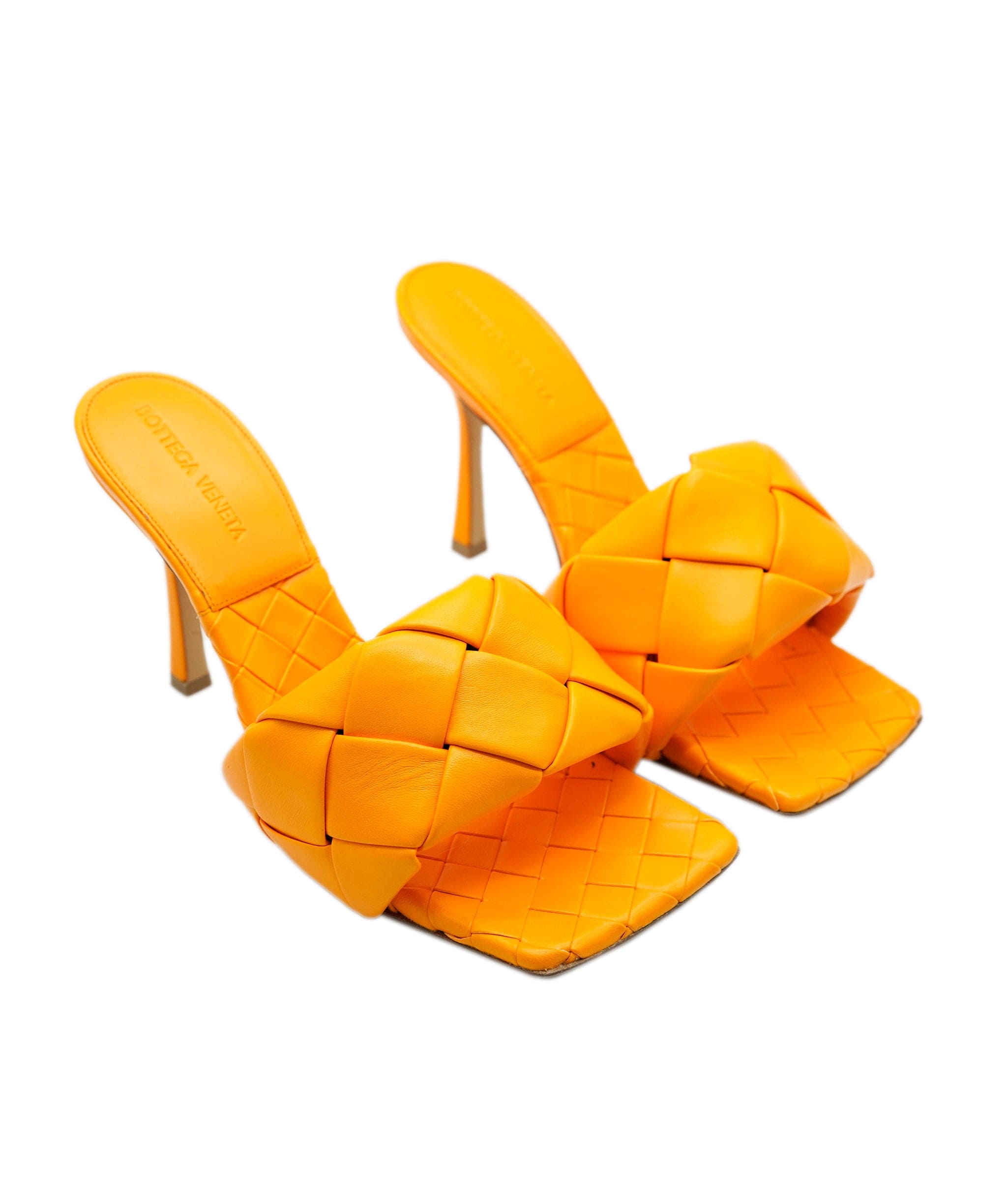 Bottega Bottega Veneta Lido Hill Sandal Lambskin Maxi Tubolare Intreccio Lagoon TANGERINE ASL8422