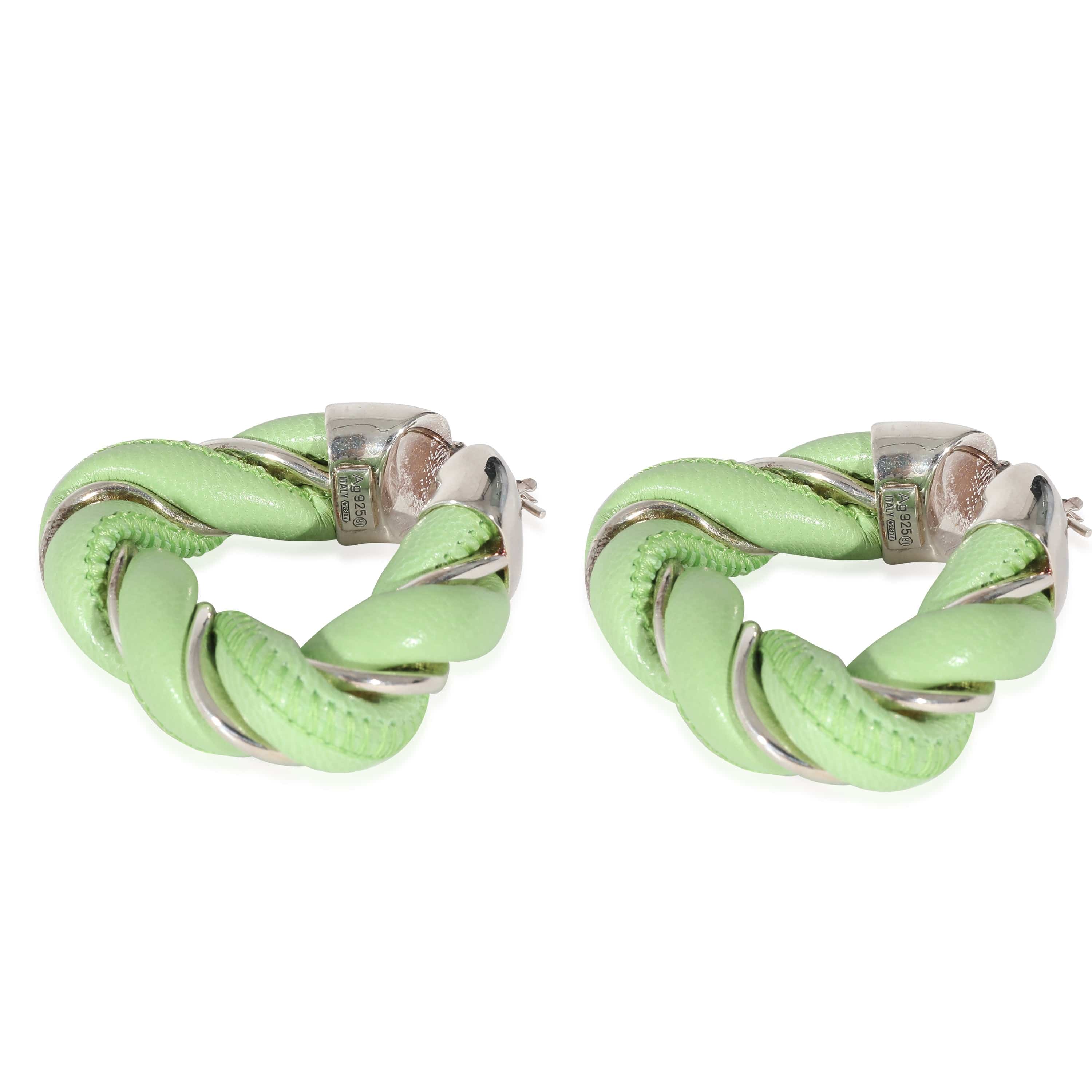 Bottega Veneta Bottega Veneta Sterling Silver Nappa Earrings PISTACHIO ASL9127