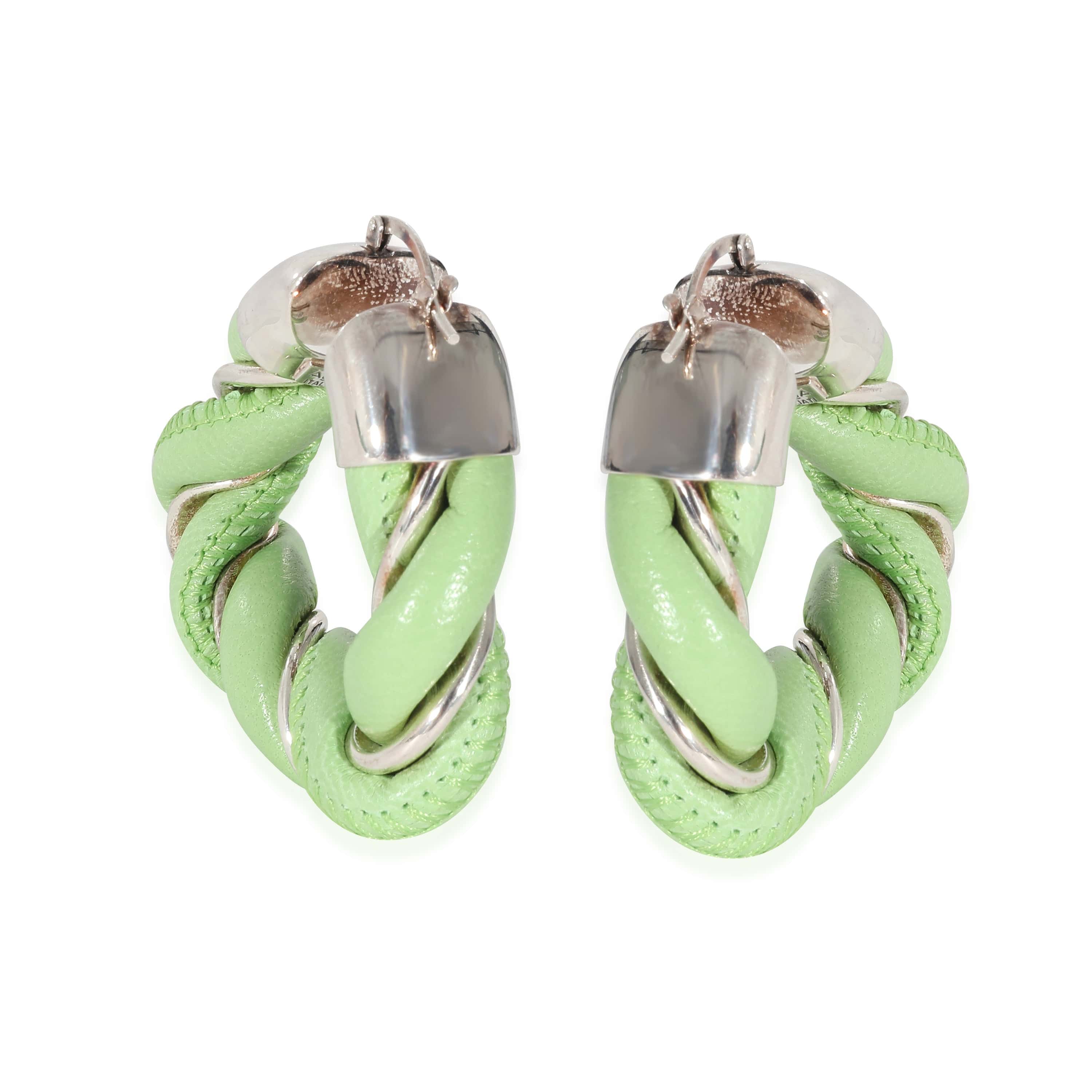 Bottega Veneta Bottega Veneta Sterling Silver Nappa Earrings PISTACHIO ASL9127