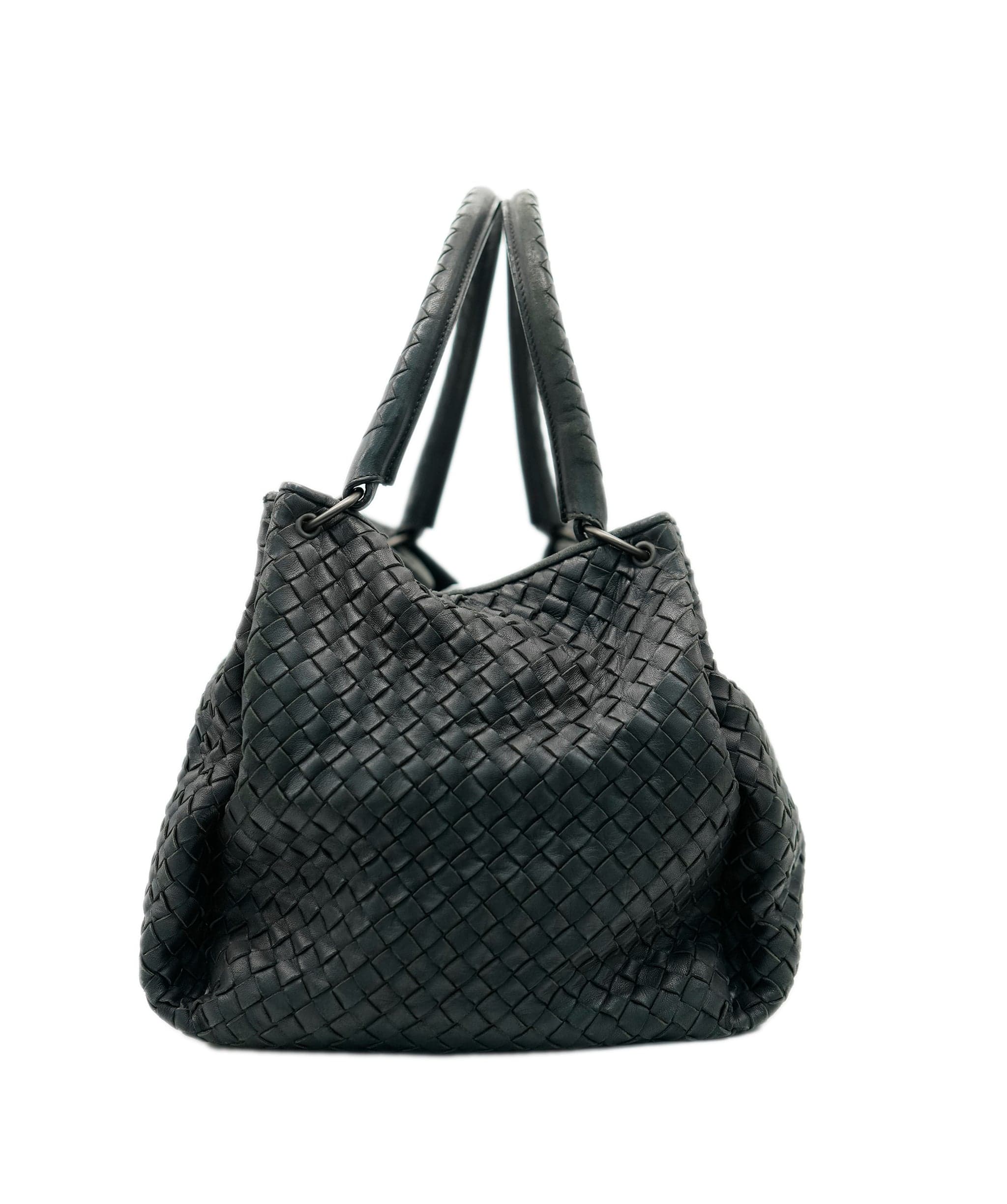 Bottega Veneta BOTTEGA VENETA INTRECCIATO Parachute Hand Bag Leather Black 222322 Auth yk14852 DBXS1676