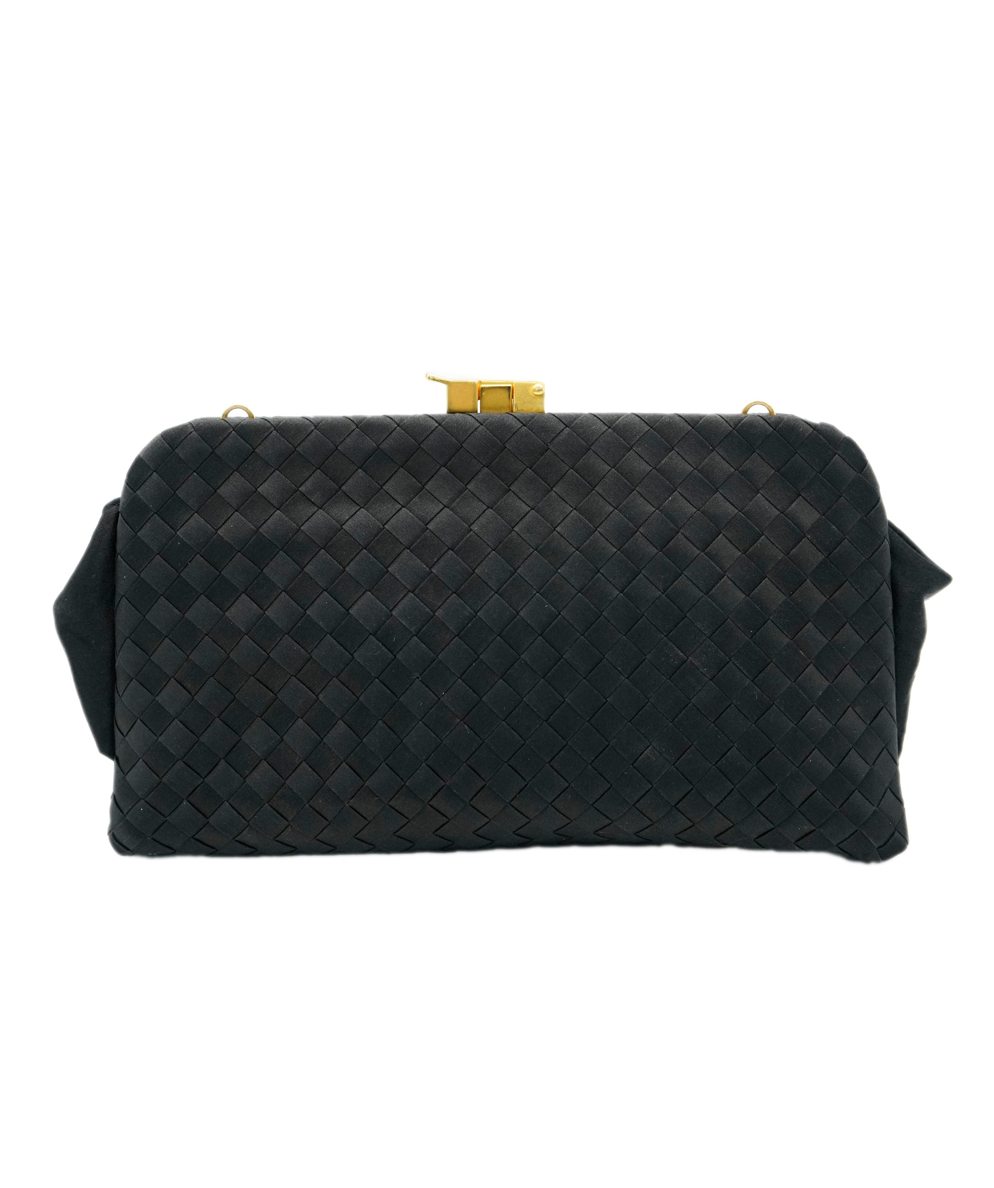 Bottega Veneta BOTTEGA VENETA INTRECCIATO Pouch Satin Black Auth ep3407 DBXS1666