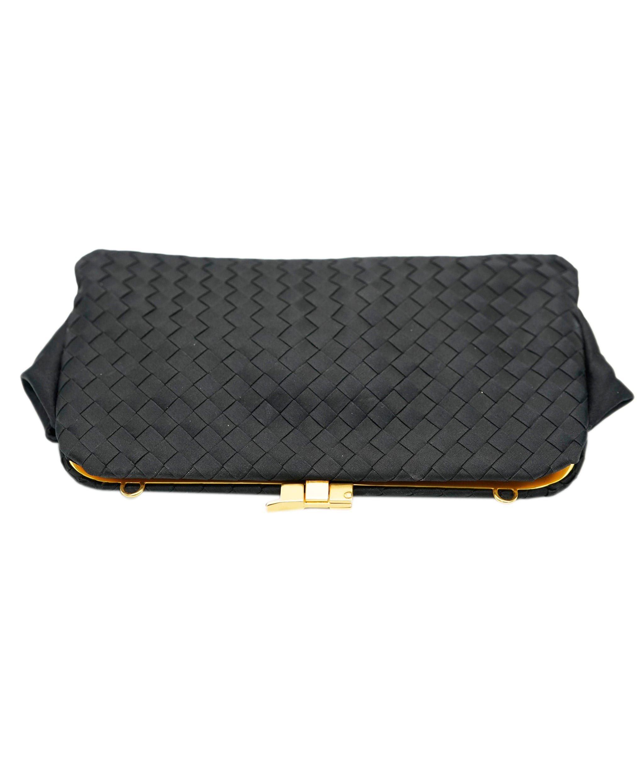 Bottega Veneta BOTTEGA VENETA INTRECCIATO Pouch Satin Black Auth ep3407 DBXS1666