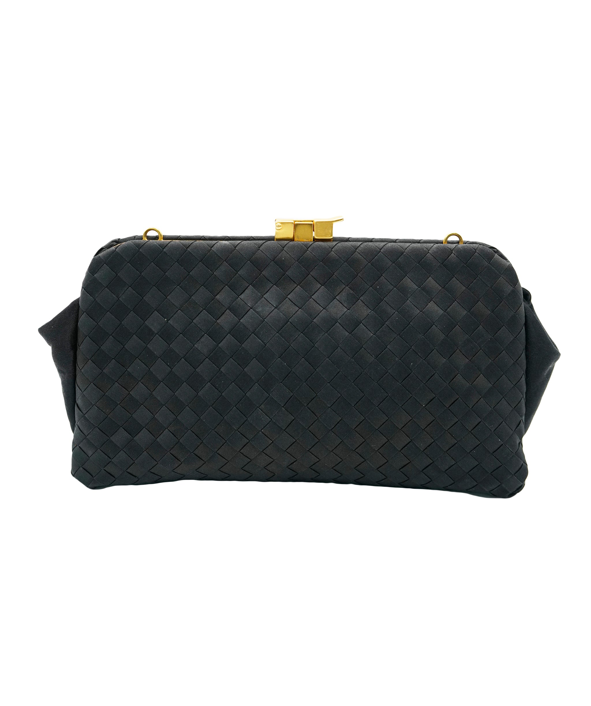 Bottega Veneta BOTTEGA VENETA INTRECCIATO Pouch Satin Black Auth ep3407 DBXS1666