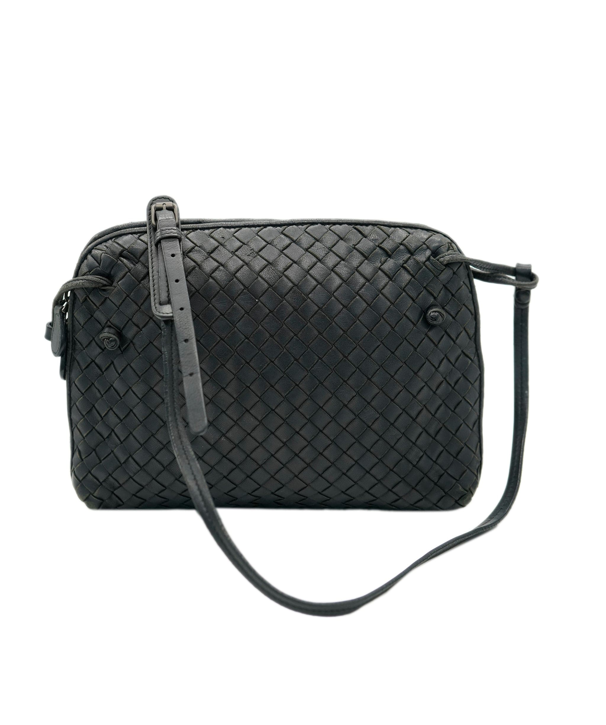 Bottega Veneta BOTTEGA VENETA INTRECCIATO Shoulder Bag Leather Black Auth yk15031 DBXS1675