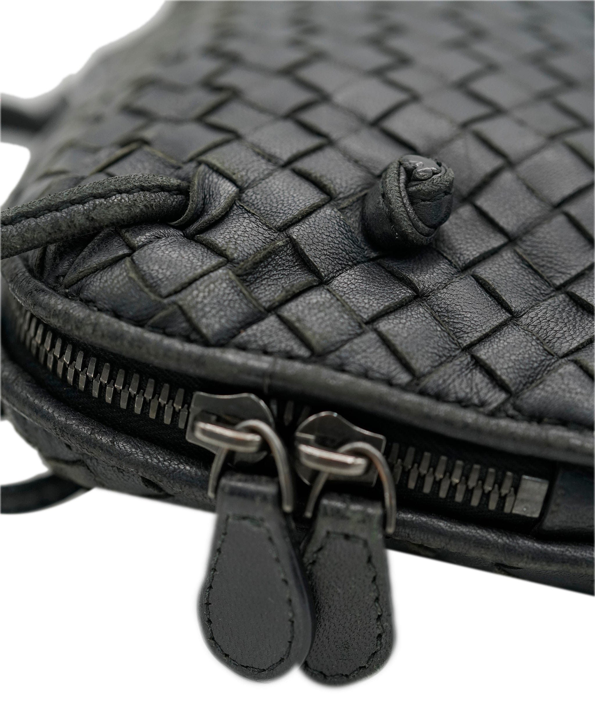 Bottega Veneta BOTTEGA VENETA INTRECCIATO Shoulder Bag Leather Black Auth yk15031 DBXS1675