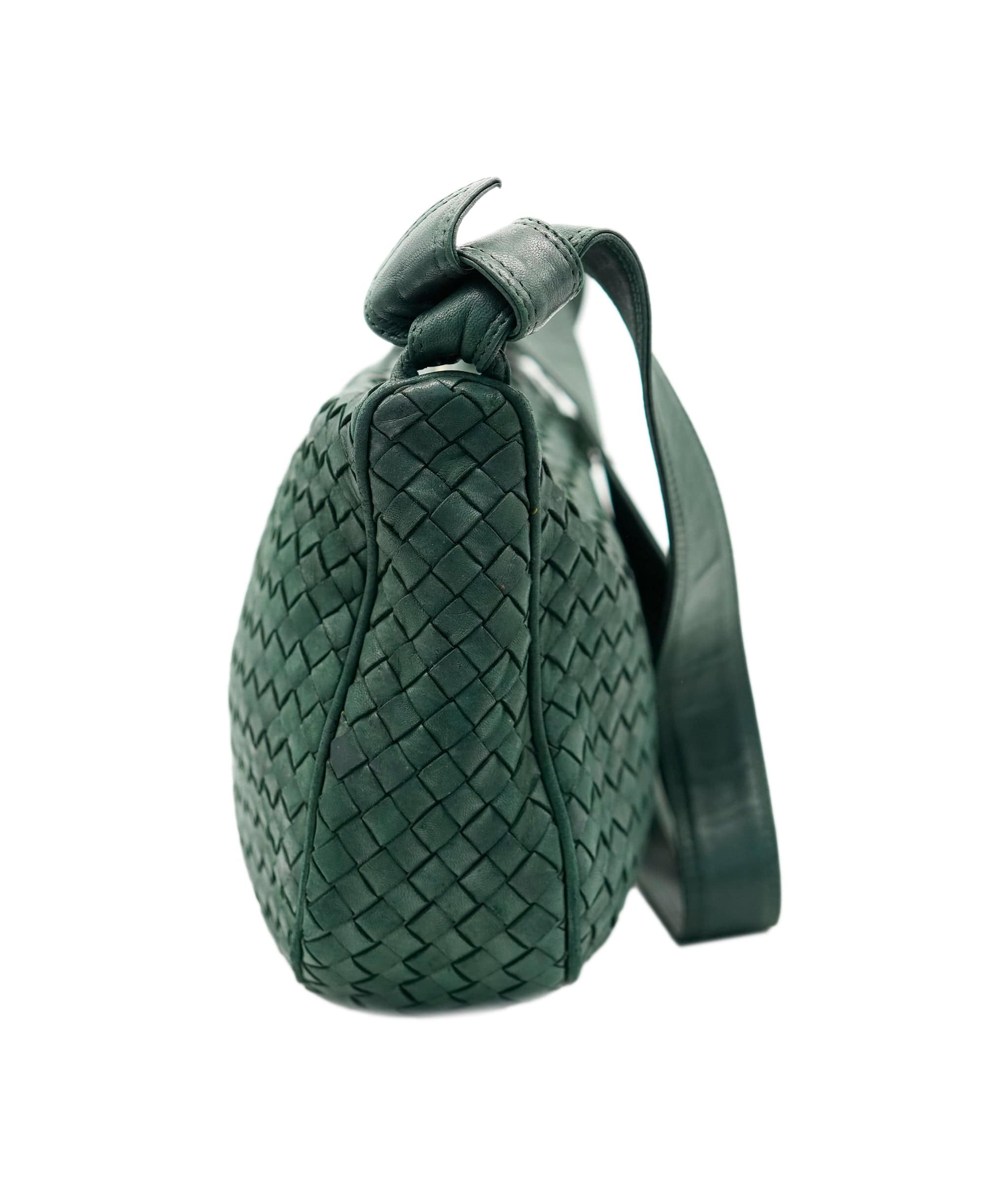 Bottega Veneta BOTTEGA VENETA INTRECCIATO Shoulder Bag Leather Green Silver Auth 93381 DBXS1674