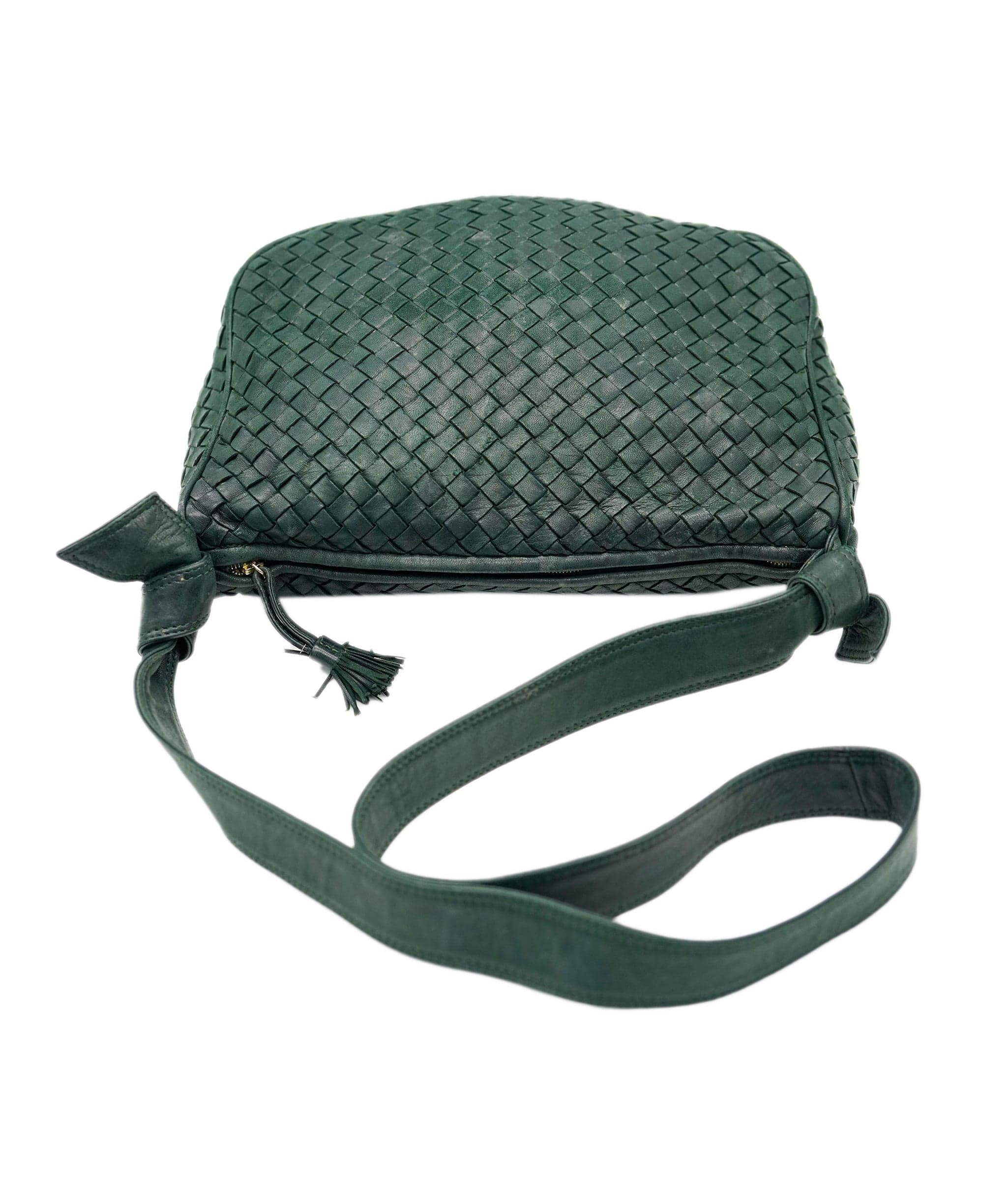 Bottega Veneta BOTTEGA VENETA INTRECCIATO Shoulder Bag Leather Green Silver Auth 93381 DBXS1674