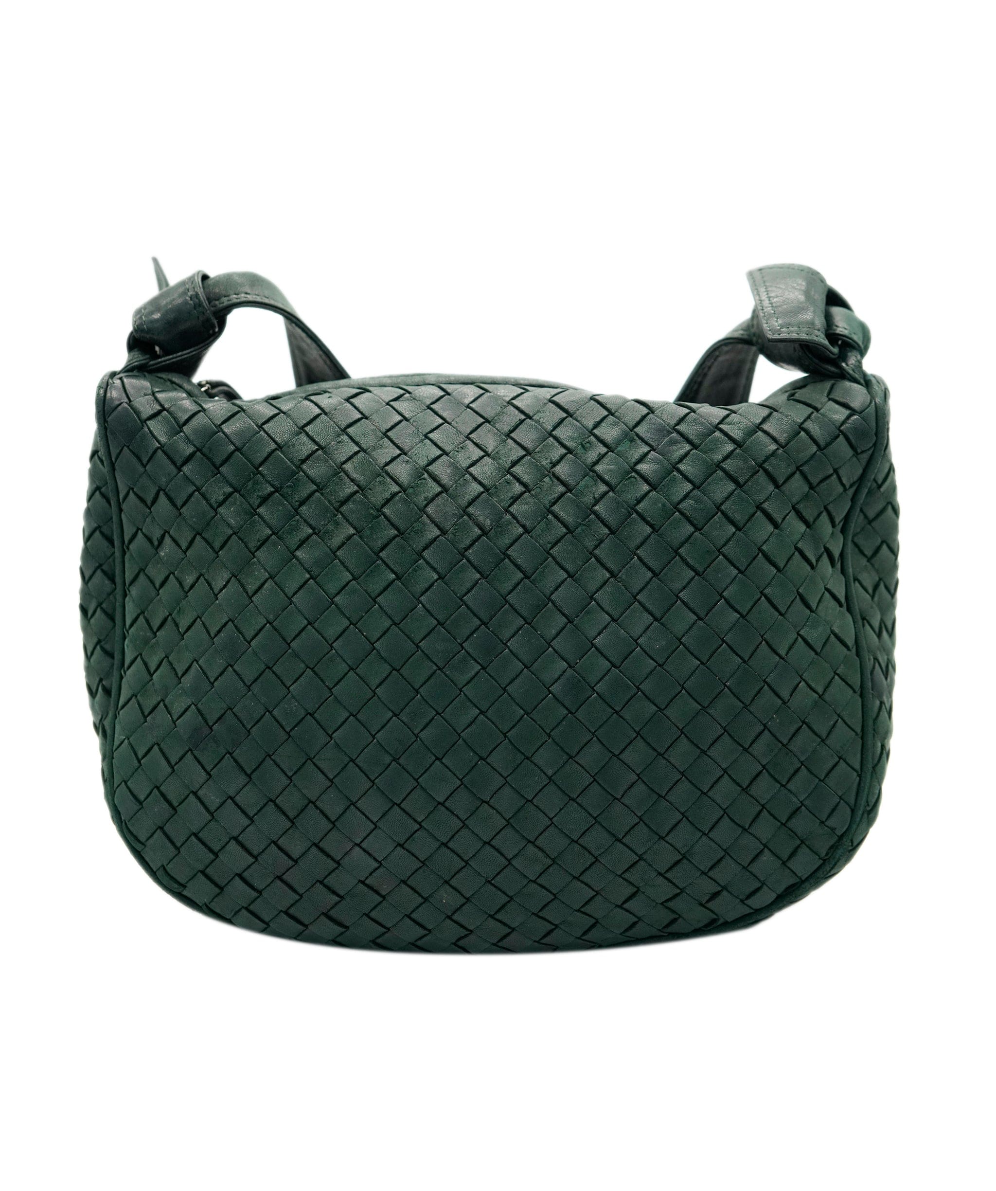 Bottega Veneta BOTTEGA VENETA INTRECCIATO Shoulder Bag Leather Green Silver Auth 93381 DBXS1674