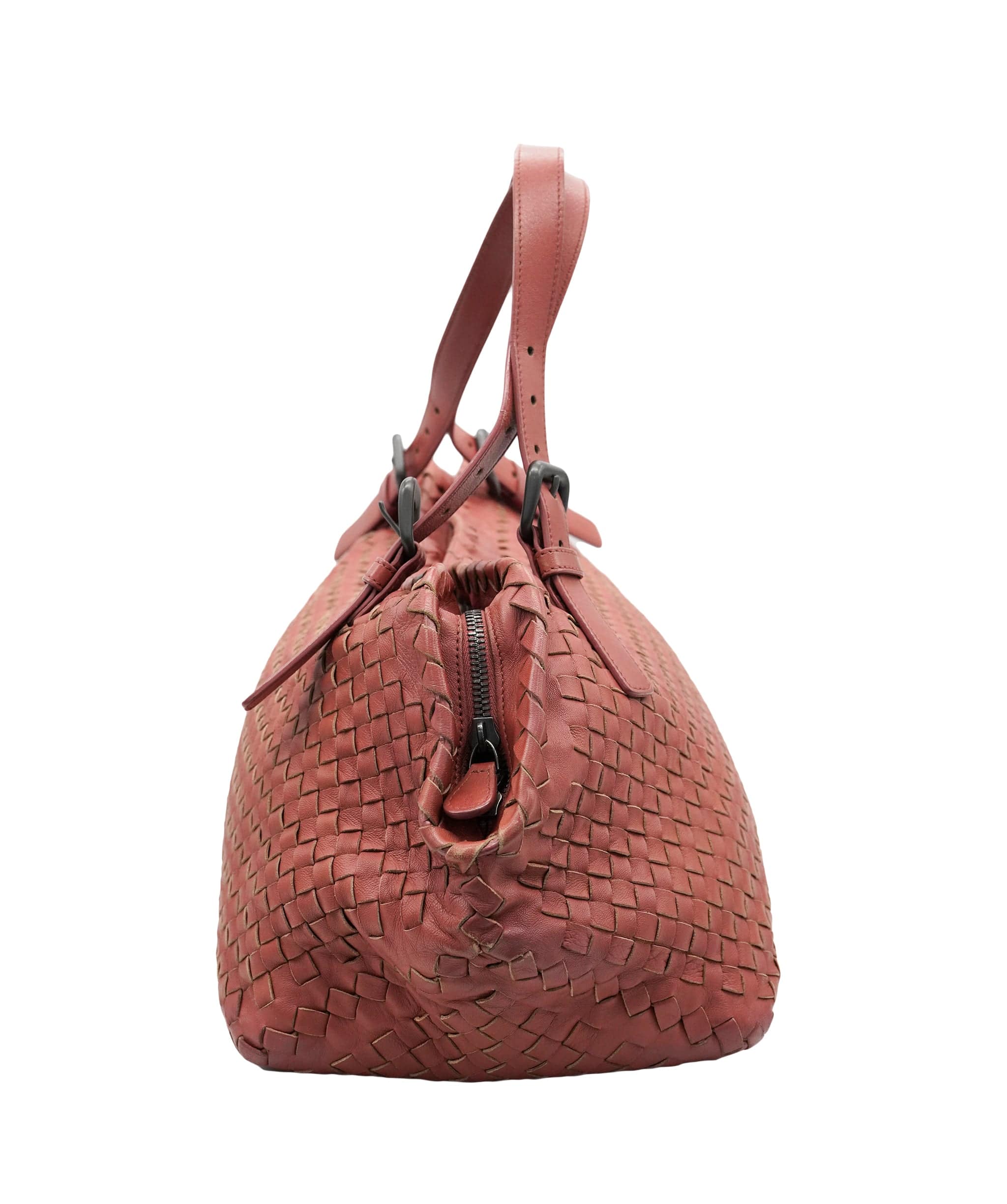 Bottega Veneta BOTTEGA VENETA INTRECCIATO Tote Bag Leather Red AuthDBXS1670