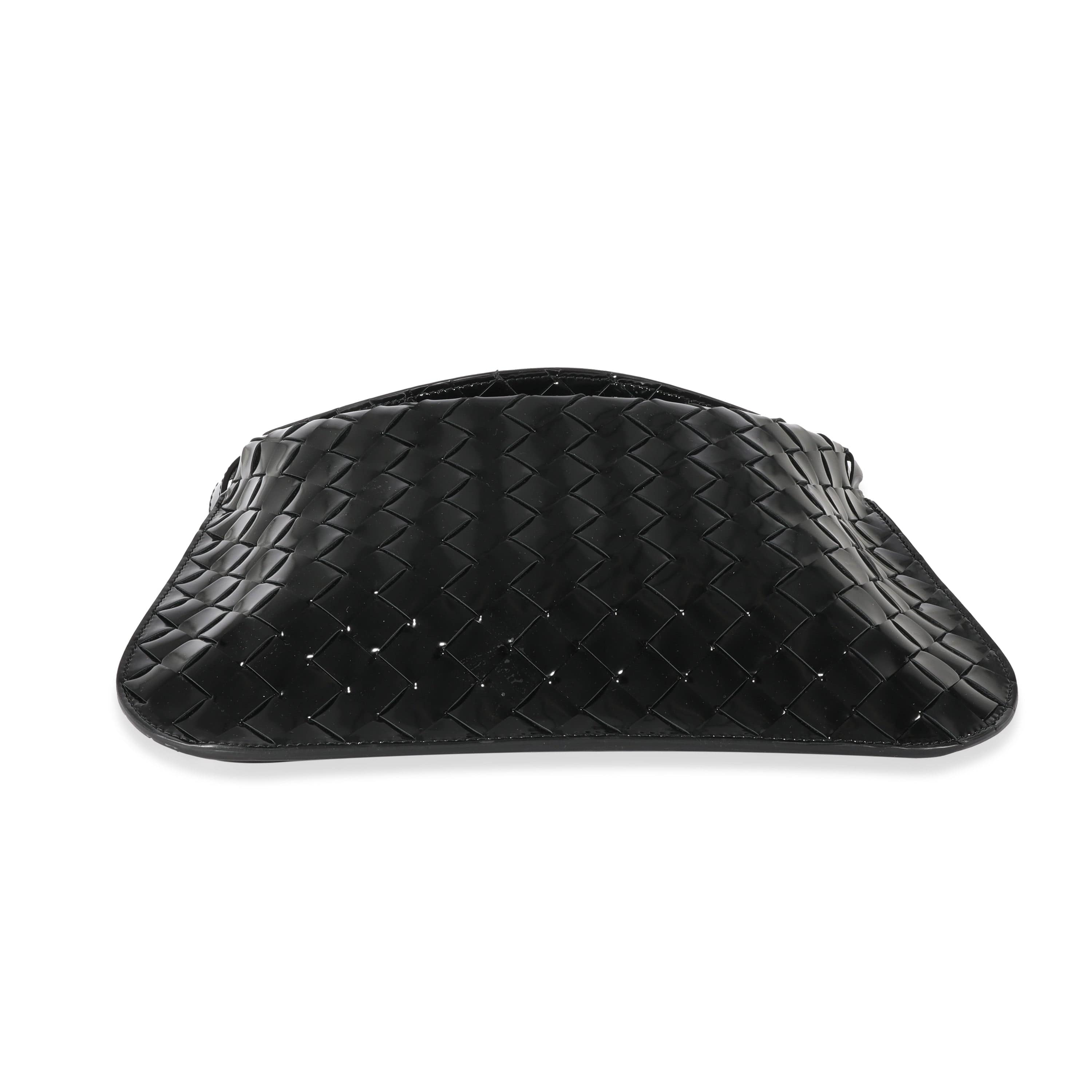 Bottega Veneta Black Intrecciato Patent Shoulder Bag