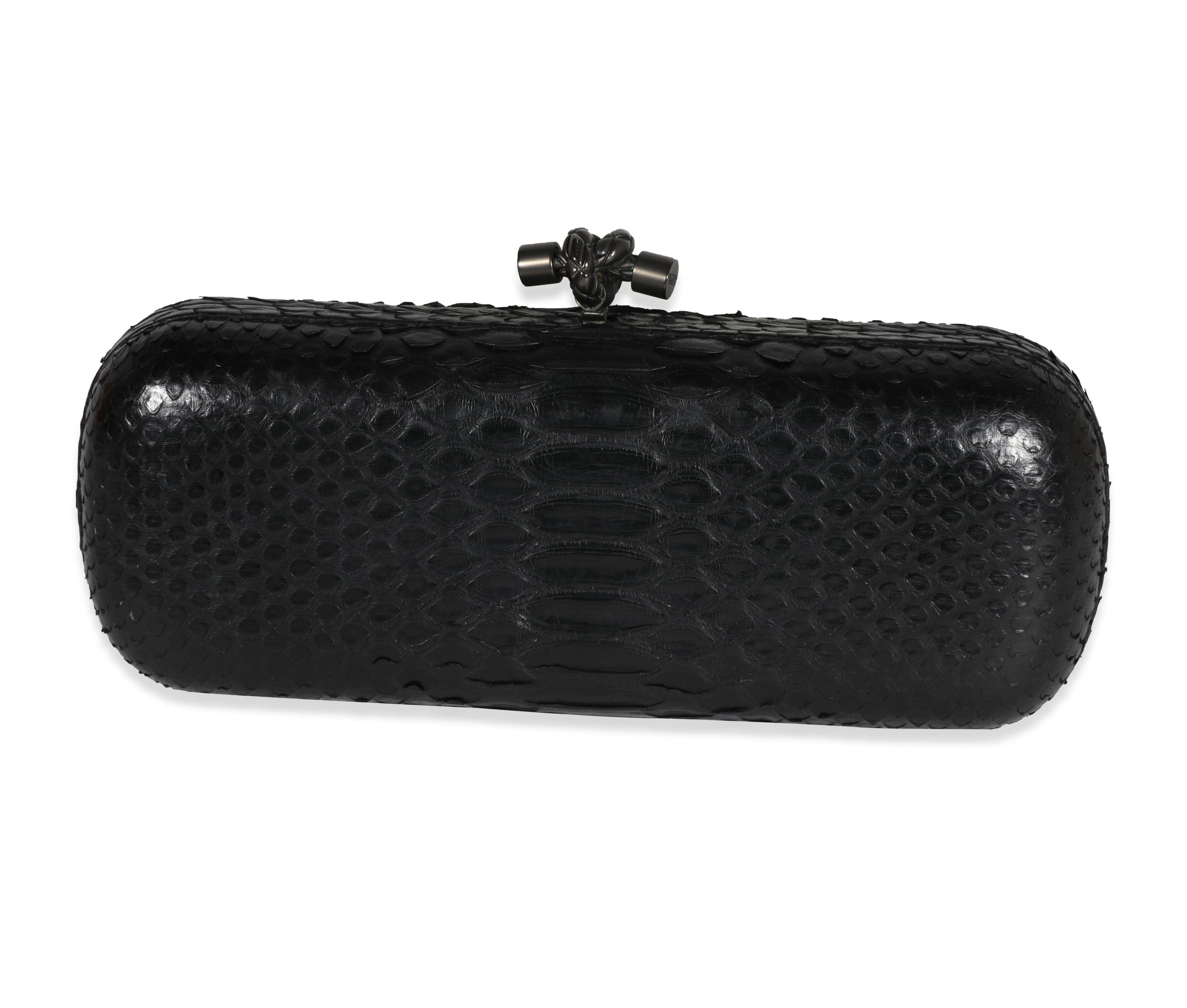 Bottega Veneta Bottega Veneta Black Python Long Knot Clutch