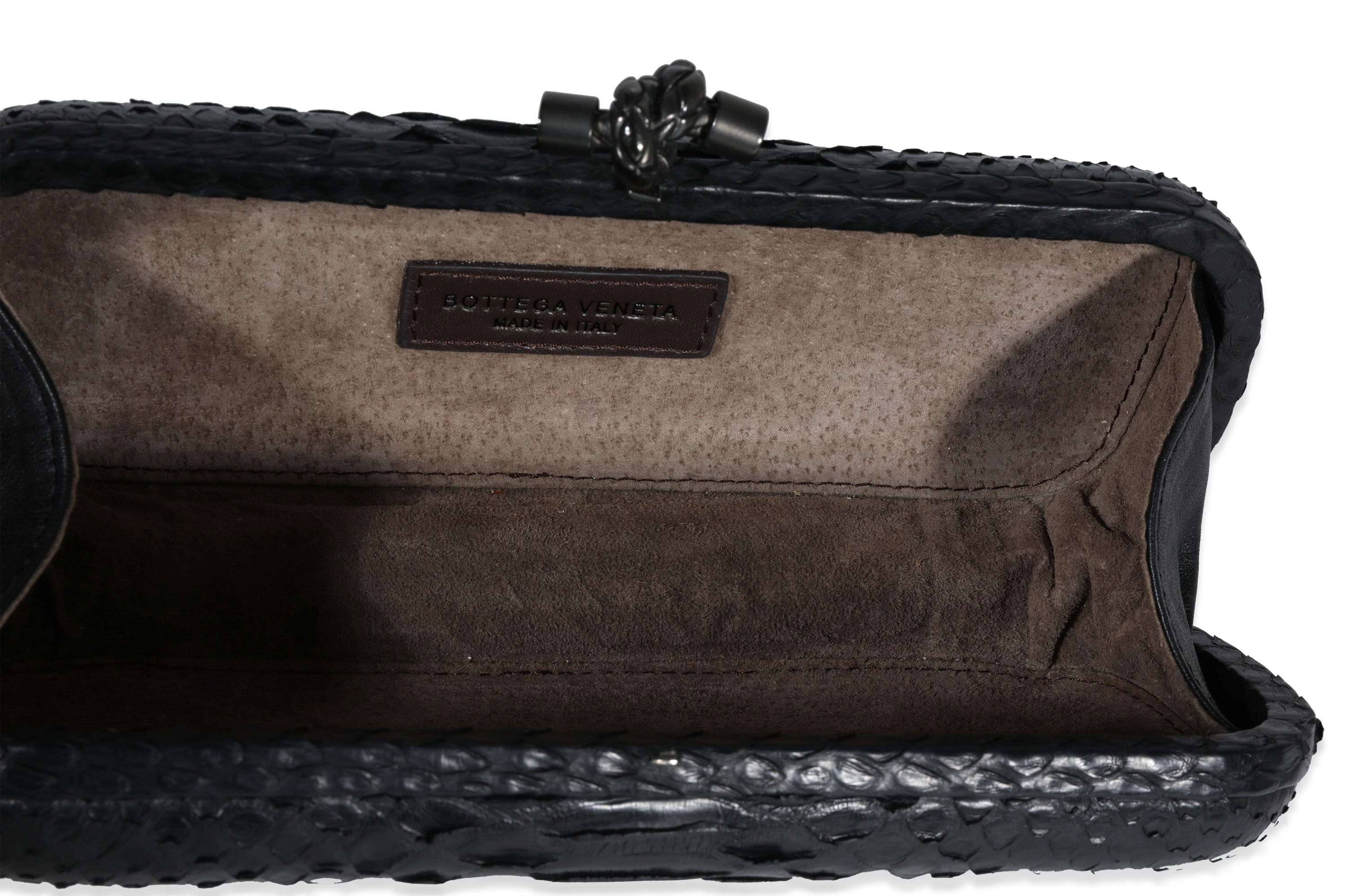 Bottega Veneta Bottega Veneta Black Python Long Knot Clutch