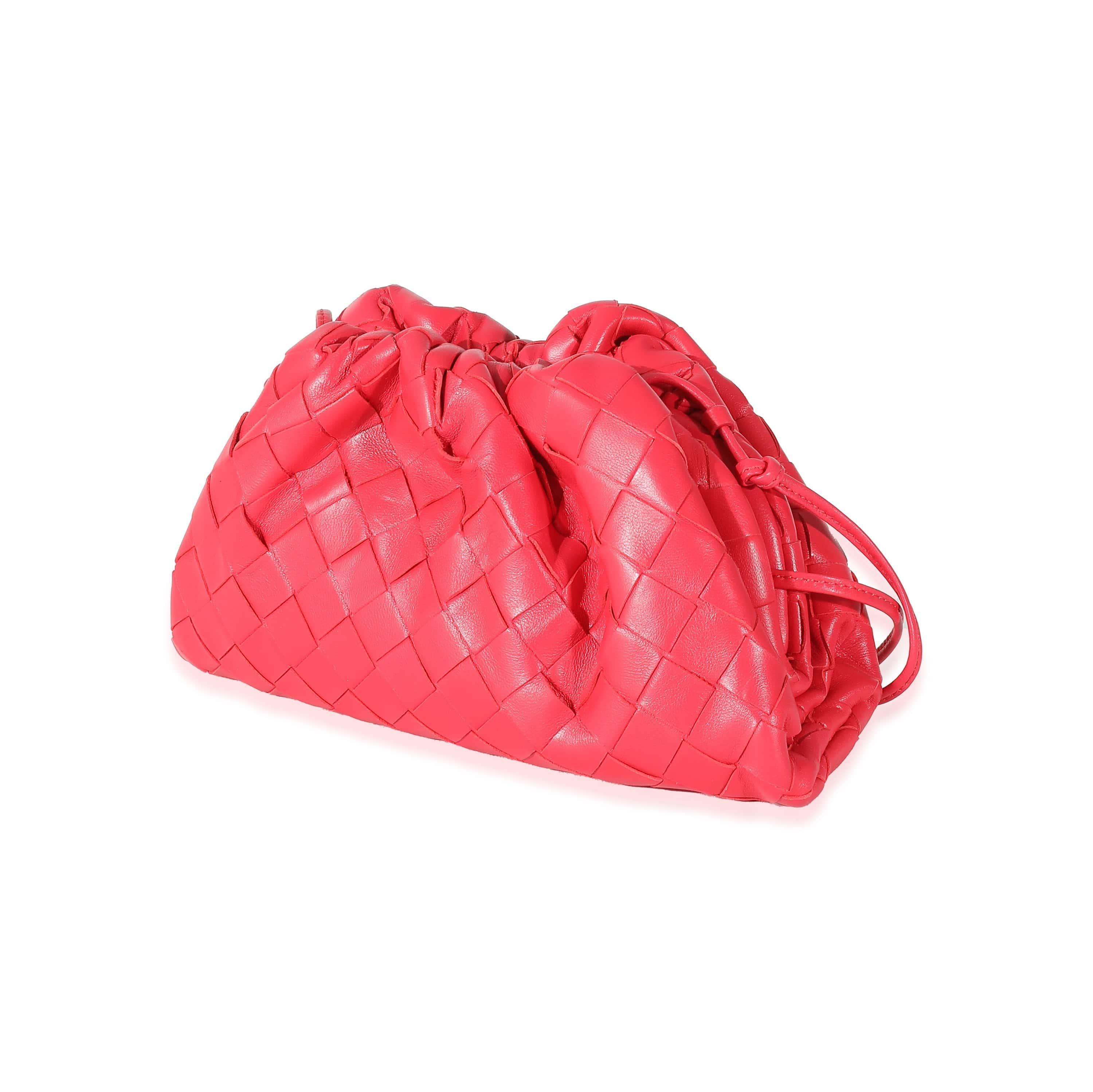 Bottega Veneta Bottega Veneta Raspberry Intrecciato Lambskin Mini Pouch