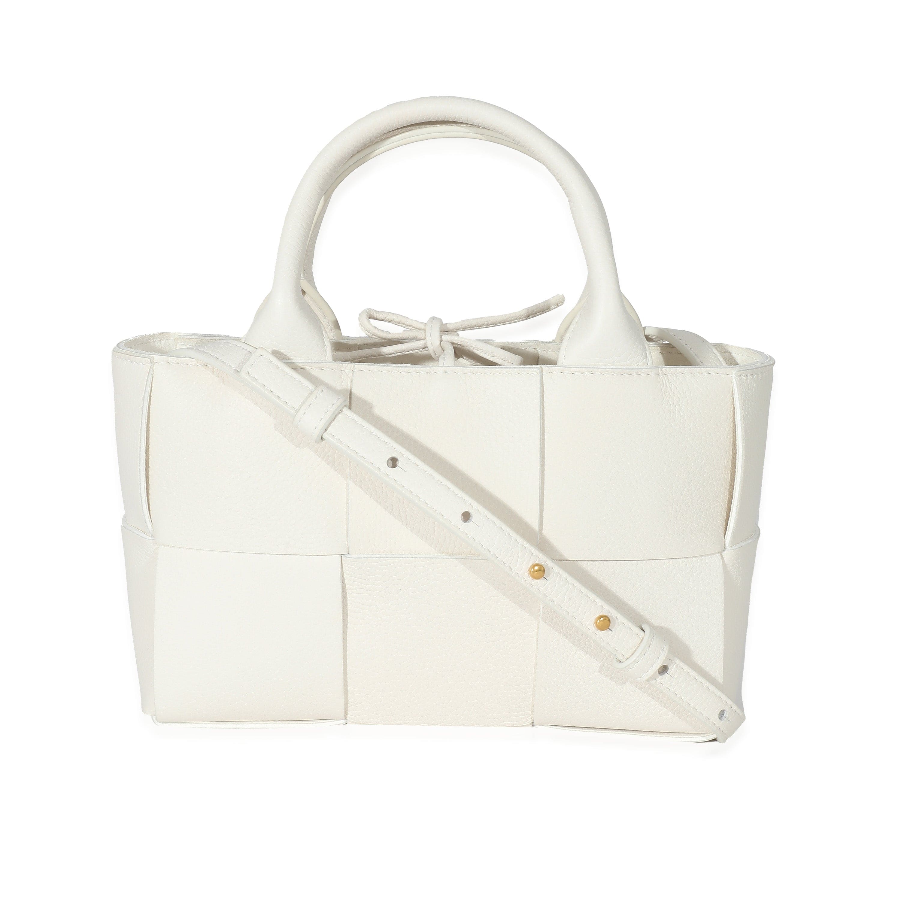 Bottega Veneta Bottega Veneta White Grained Intrecciato Candy Arco Tote