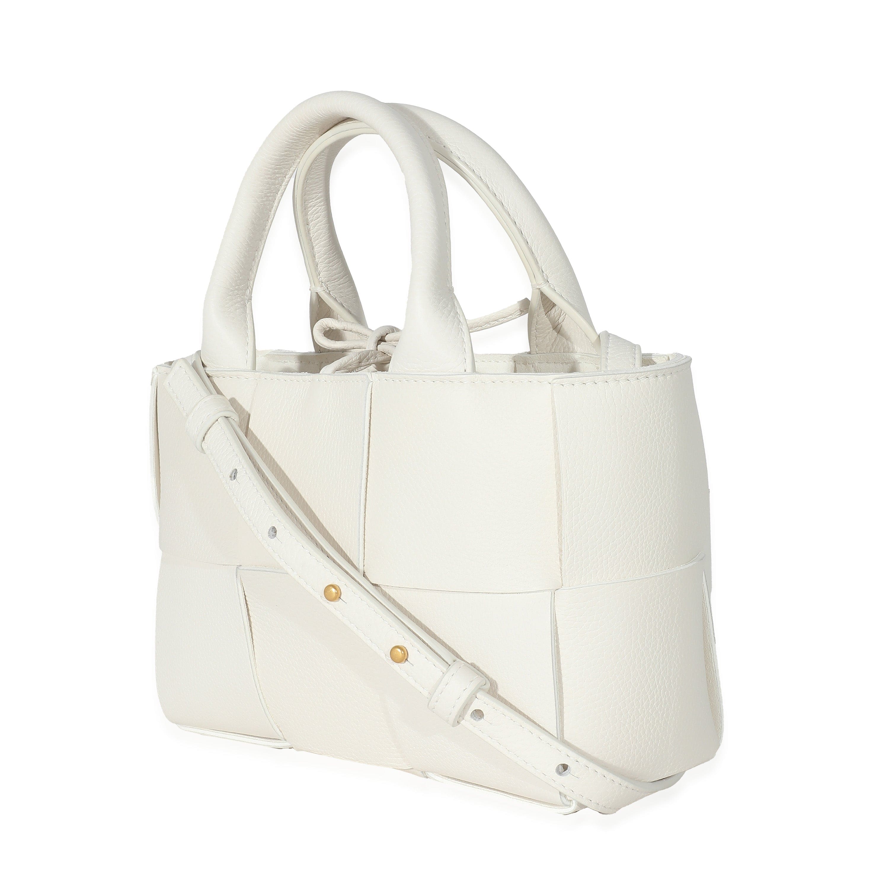 Bottega Veneta Bottega Veneta White Grained Intrecciato Candy Arco Tote