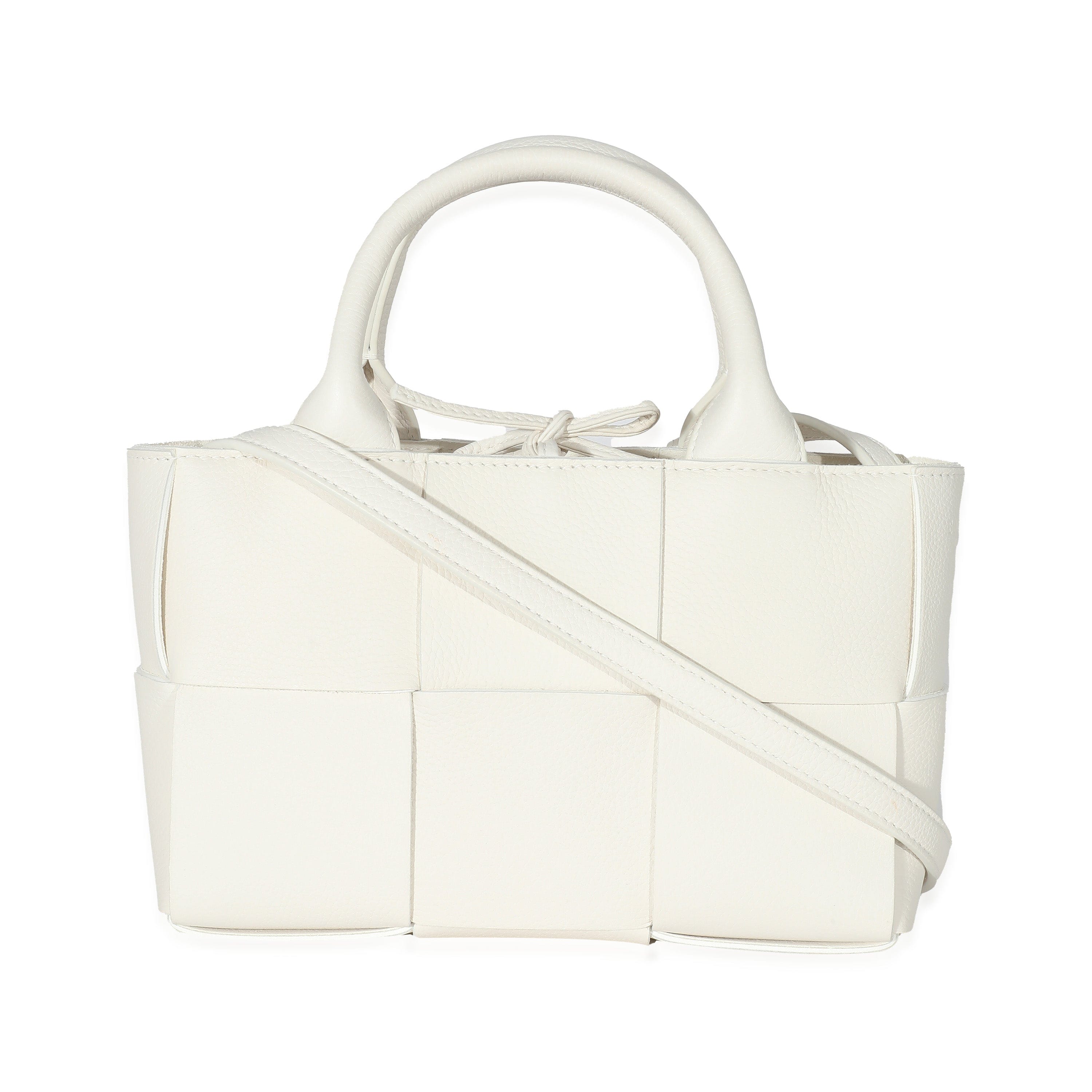 Bottega Veneta Bottega Veneta White Grained Intrecciato Candy Arco Tote