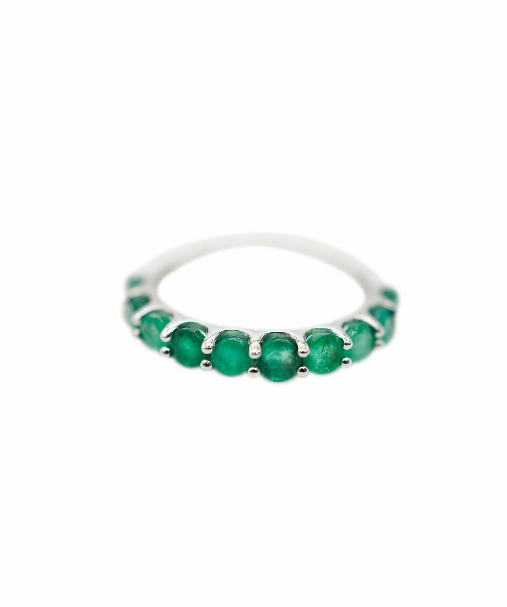 Brand Name Emerald RDF Half Eternity Ring WG #12 DXBV0017