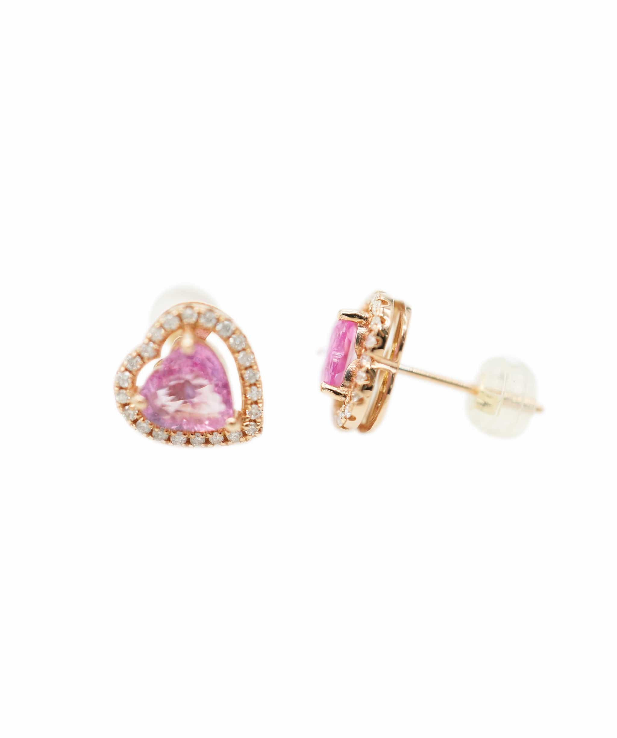 Brand Name Pink Sapphire H/S Dia Earring RG DXBV0009