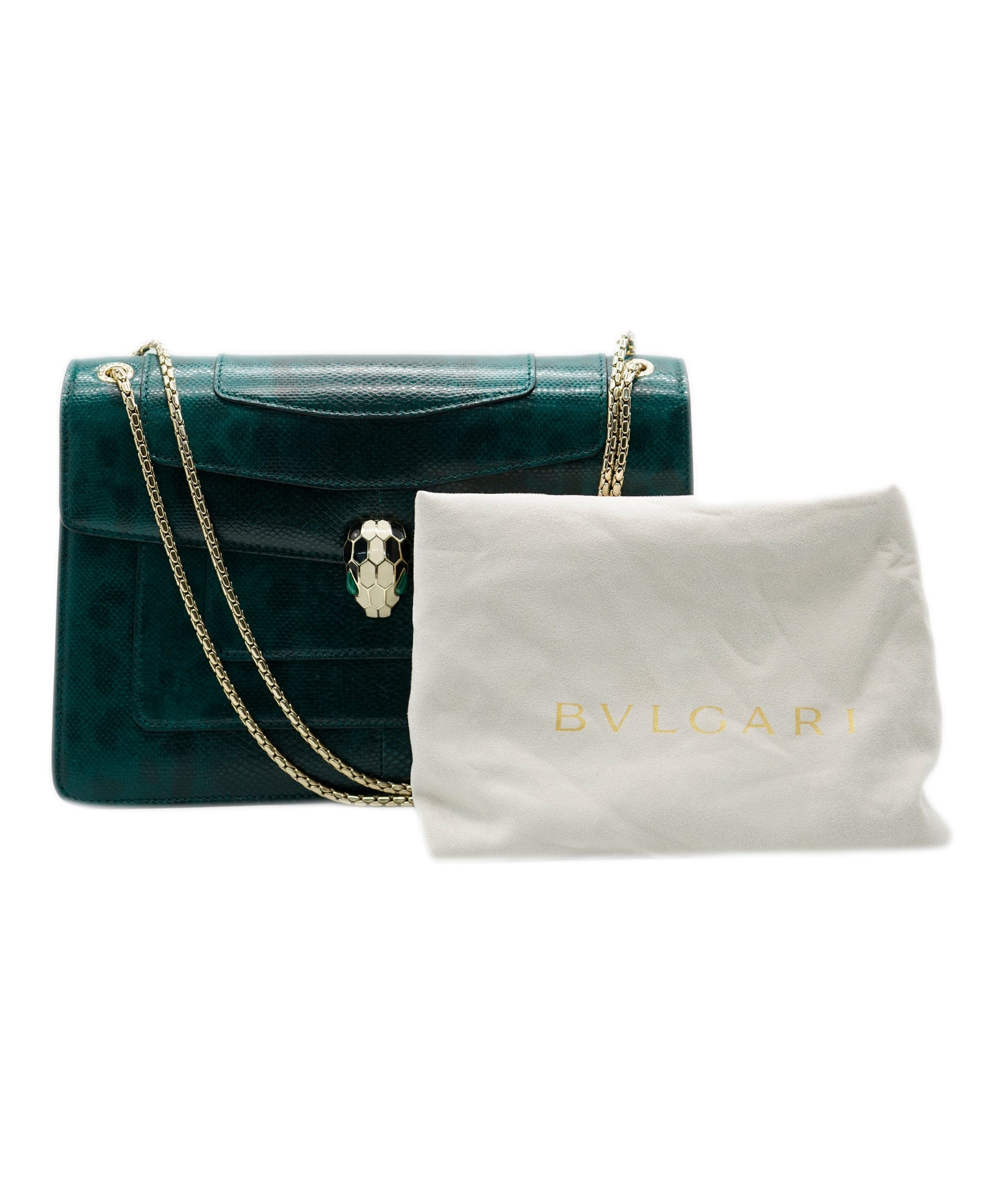 Bulgari Bvlgari Green Karung Serpenti Forever Flap Bag ASC2083