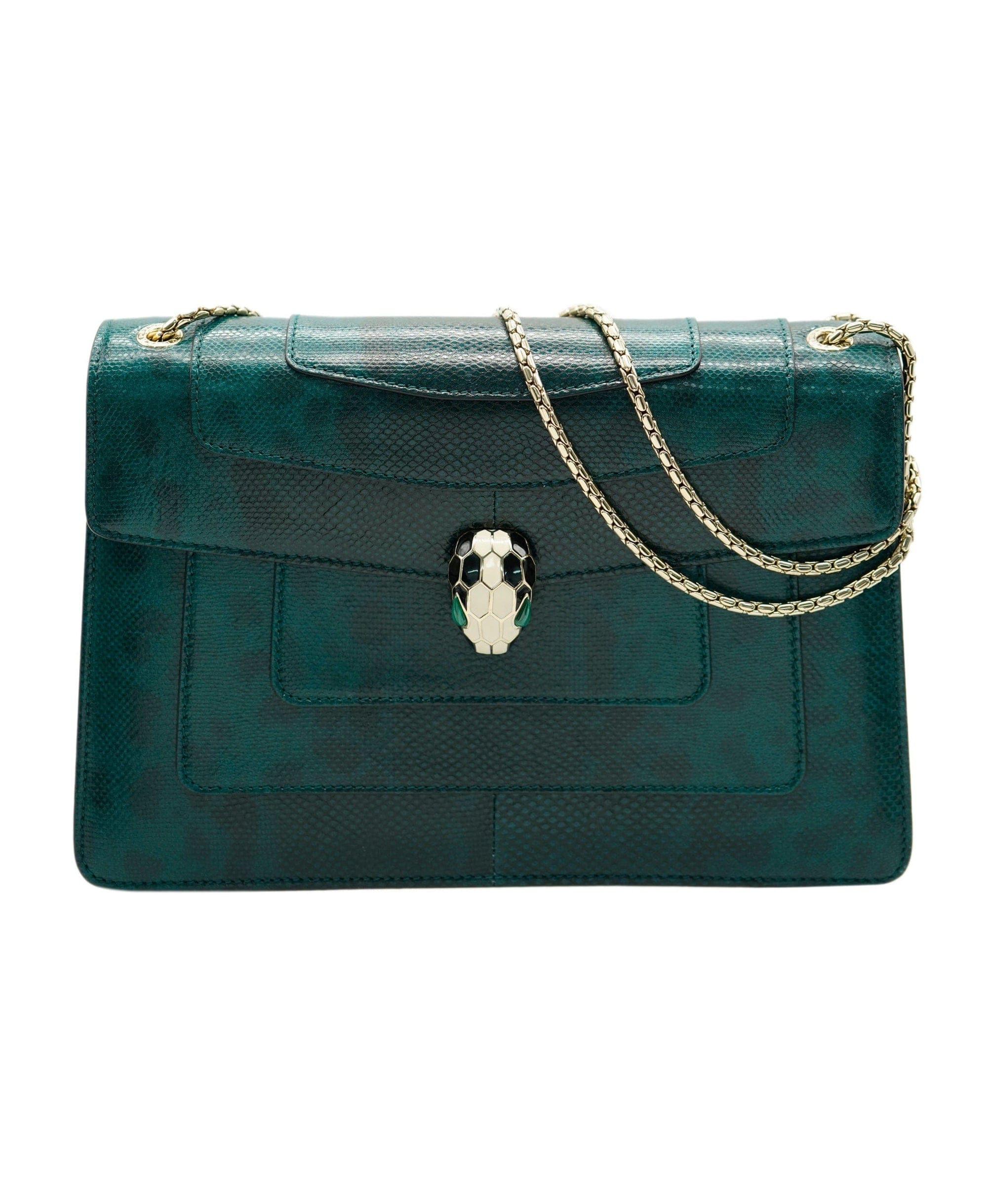 Bulgari Bvlgari Green Karung Serpenti Forever Flap Bag ASC2083