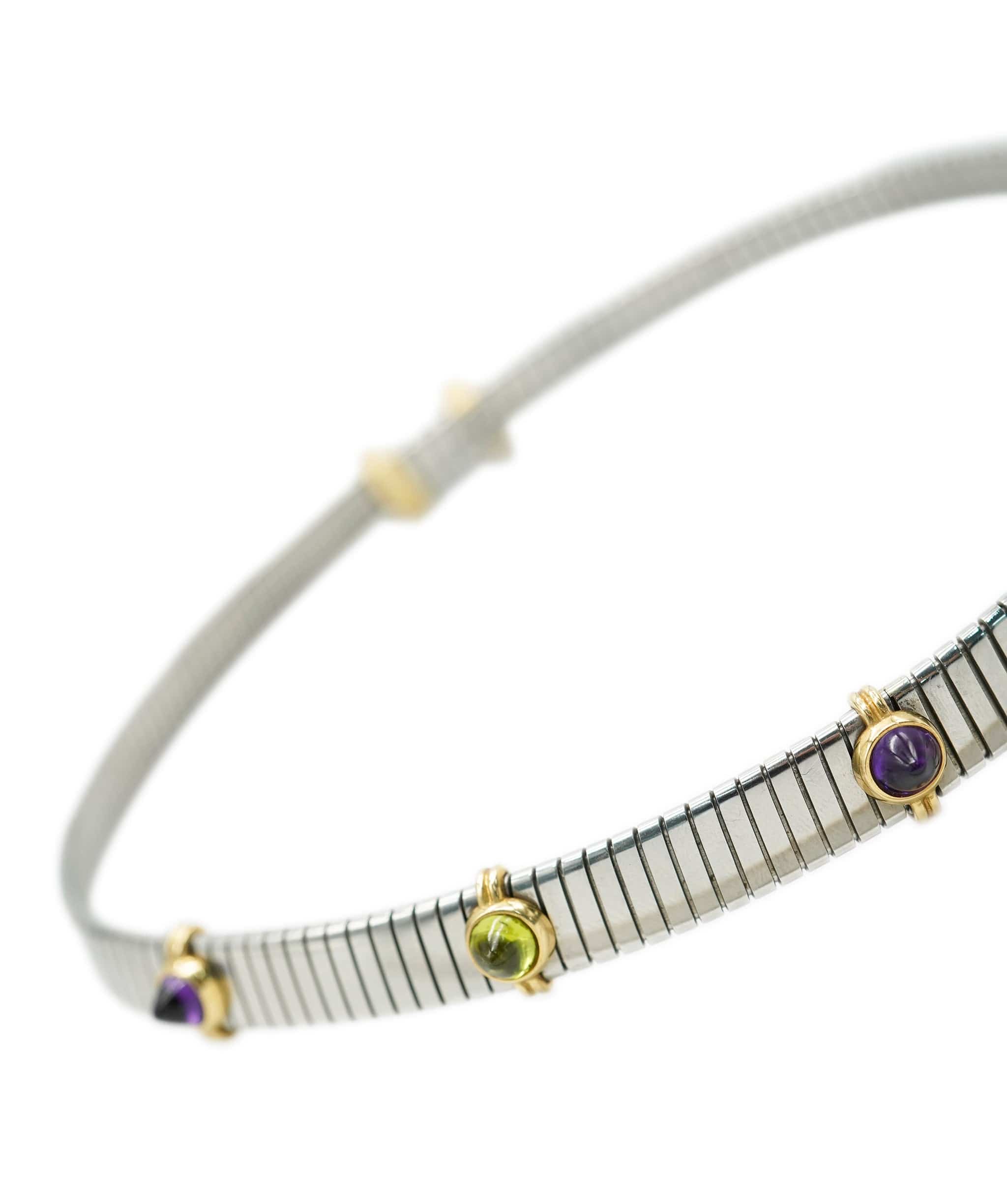 Bulgari Bulgari Stainless steel Yellow gold gem-set choker AHC1990