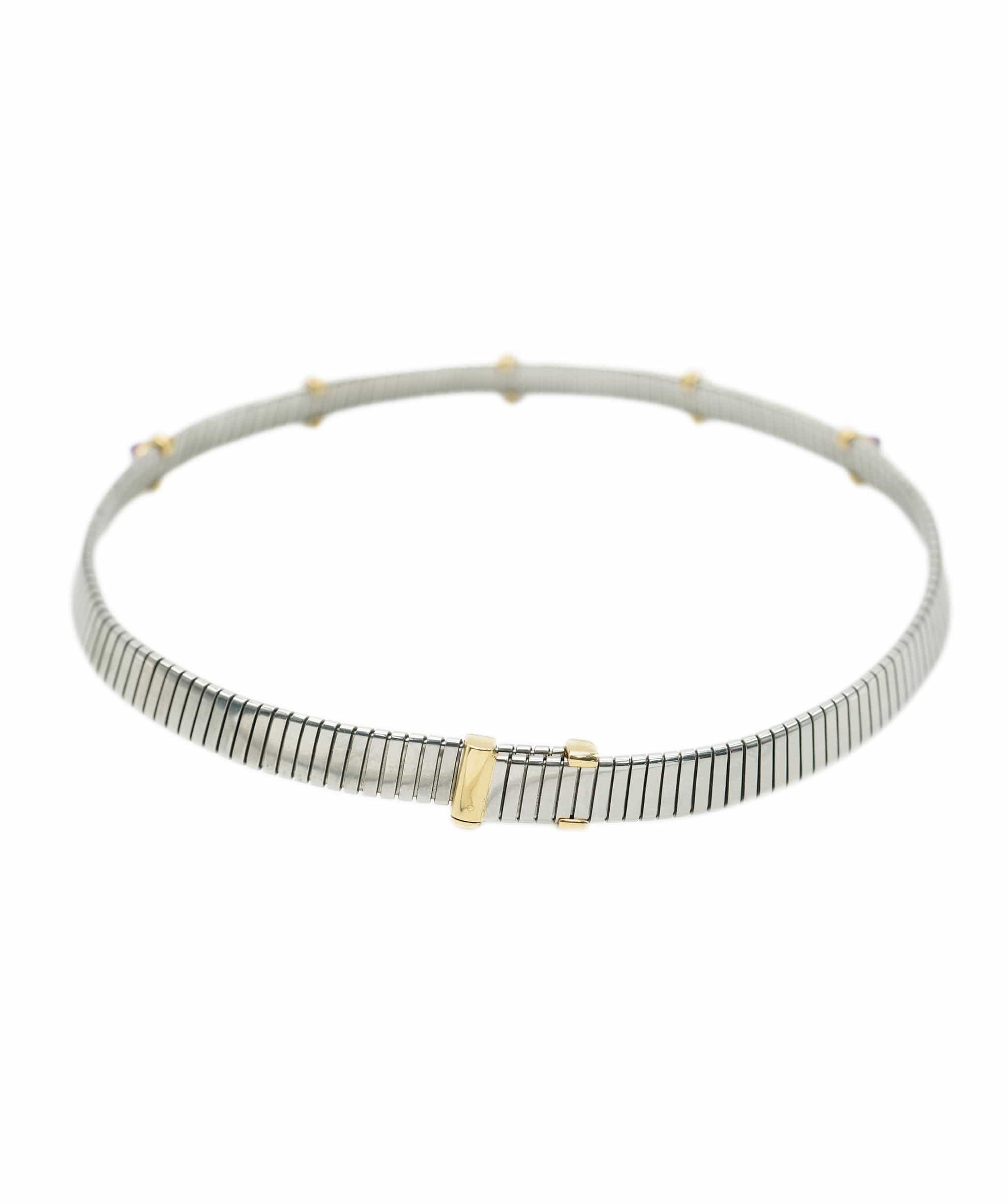 Bulgari Bulgari Stainless steel Yellow gold gem-set choker AHC1990